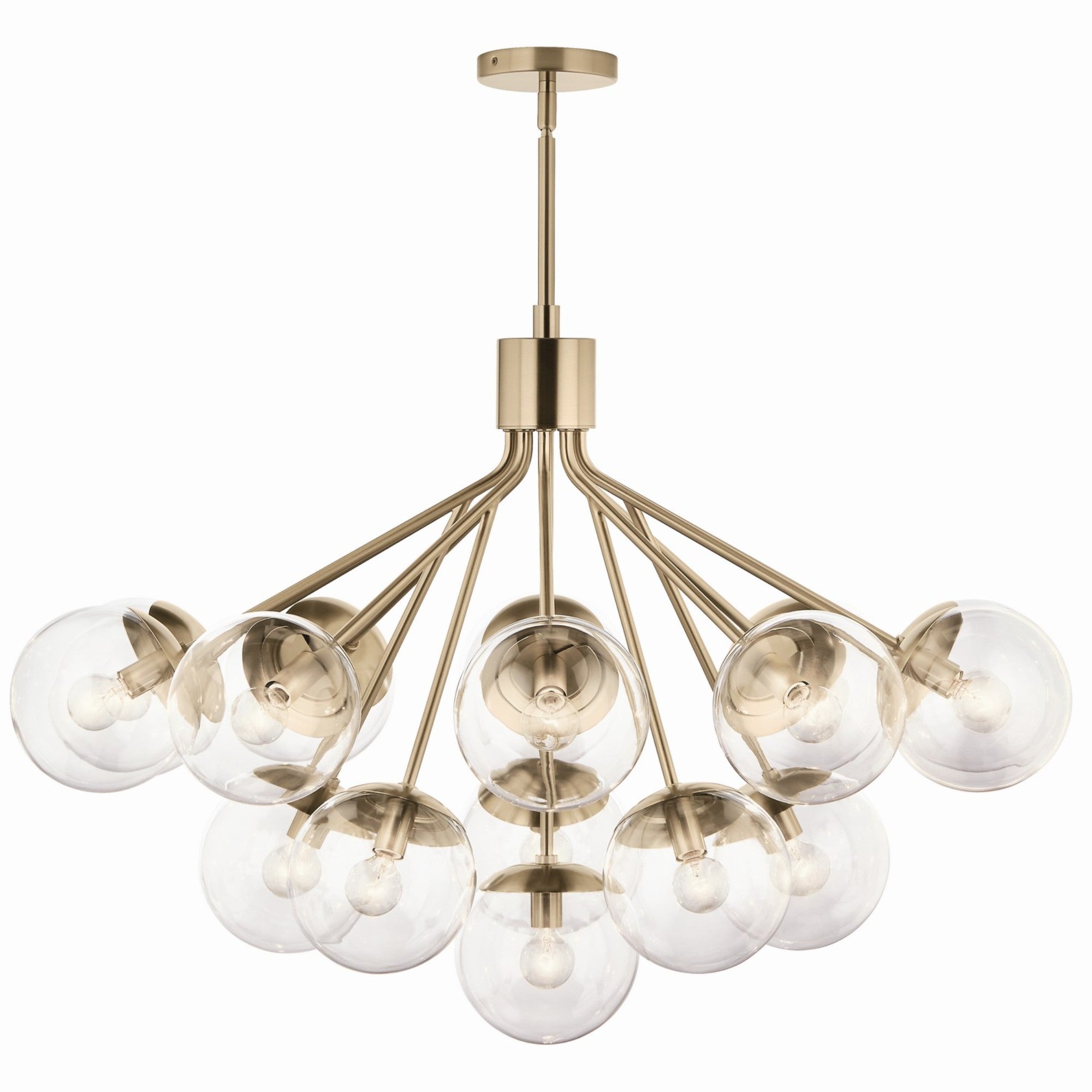 Silvarious 38" 16 Light Chandelier, Champagne Bronze Finish, Clear Glass - Bees Lighting