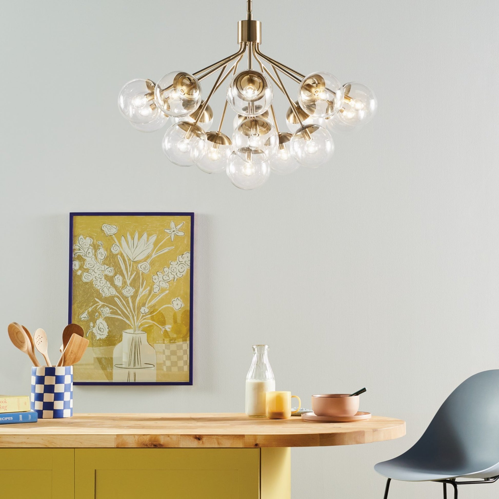 Silvarious 38" 16 Light Chandelier, Champagne Bronze Finish, Clear Glass - Bees Lighting