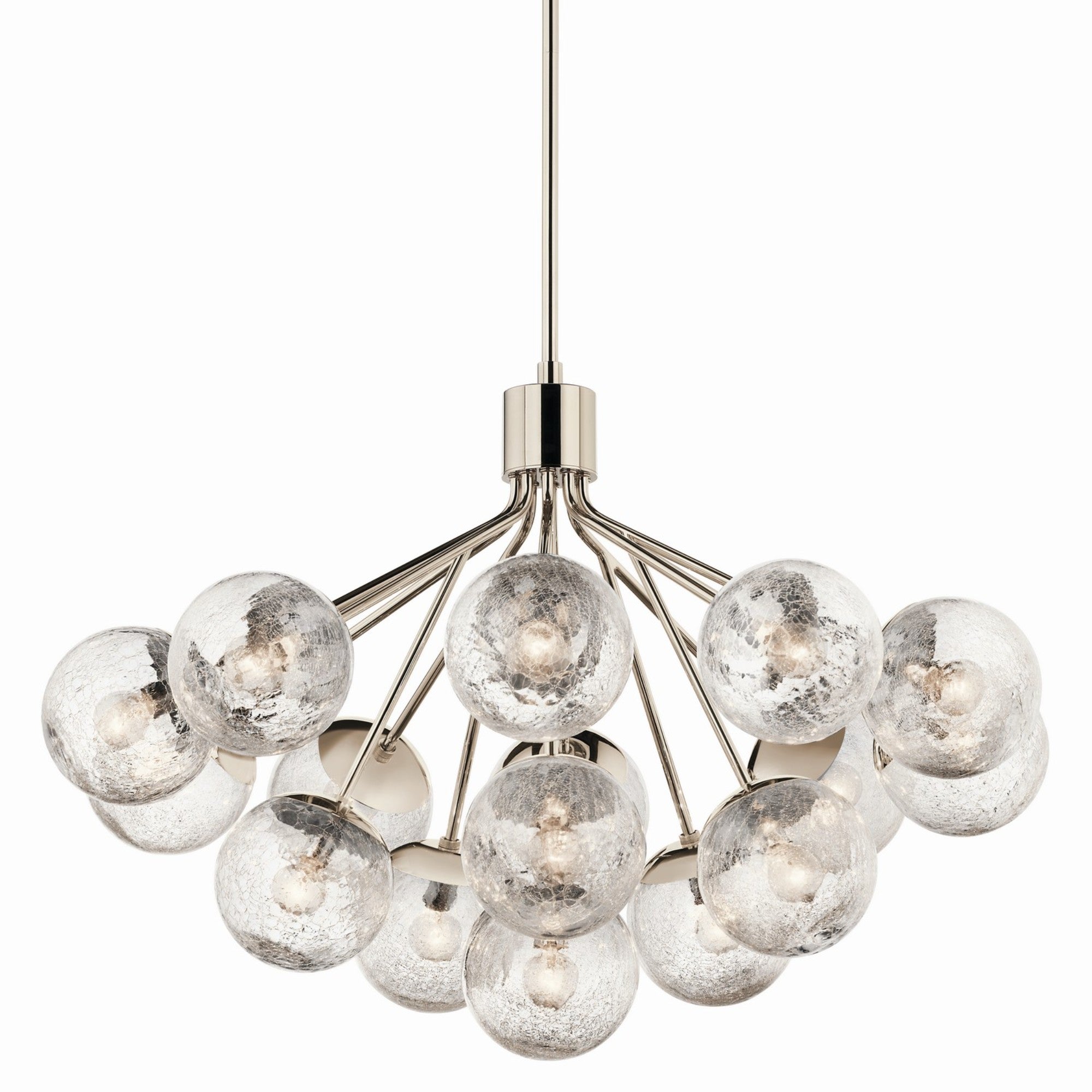 Silvarious 38" 16 Light Chandelier, Polished Nickel Finish, Crackle Glass - Bees Lighting