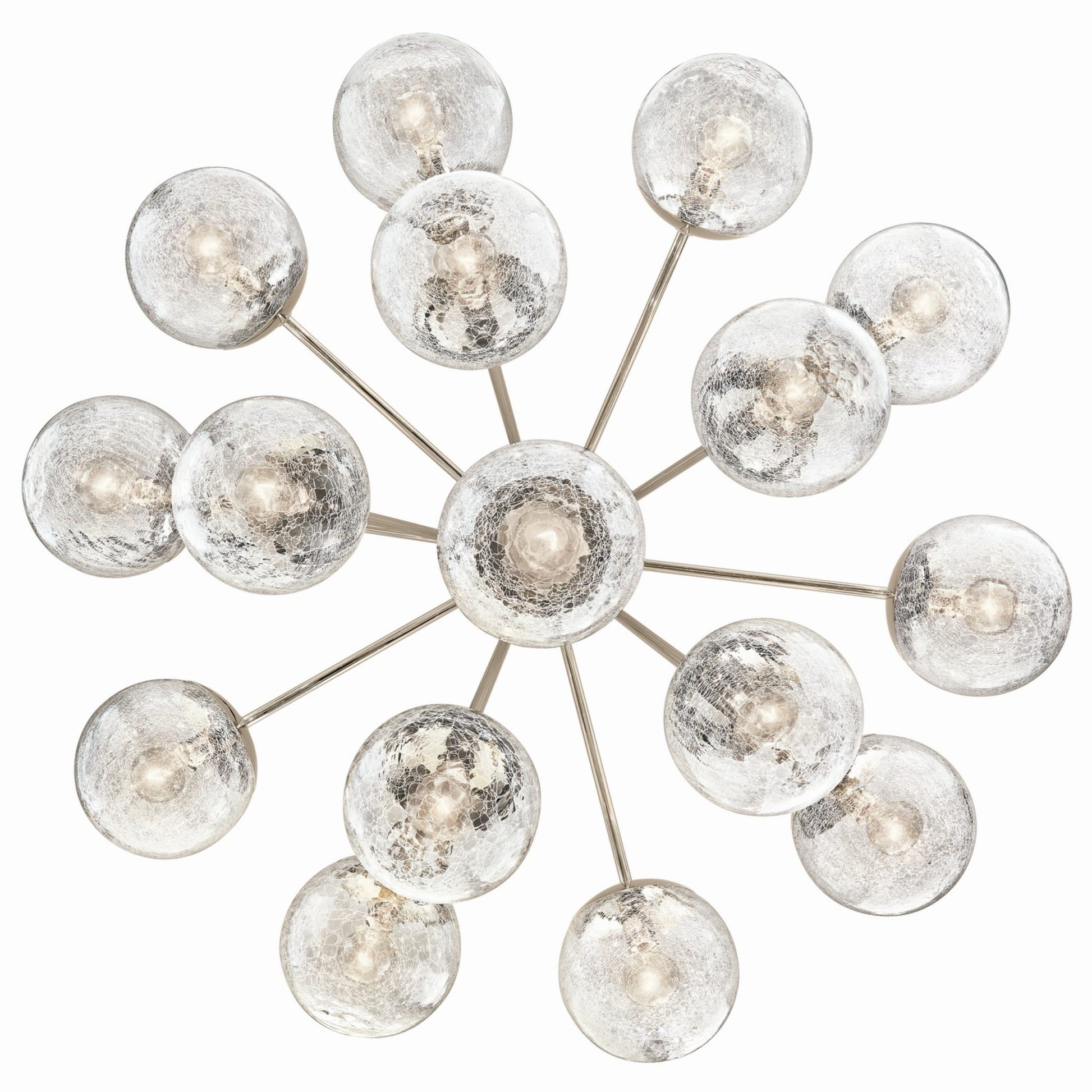 Silvarious 38" 16 Light Chandelier, Polished Nickel Finish, Crackle Glass - Bees Lighting