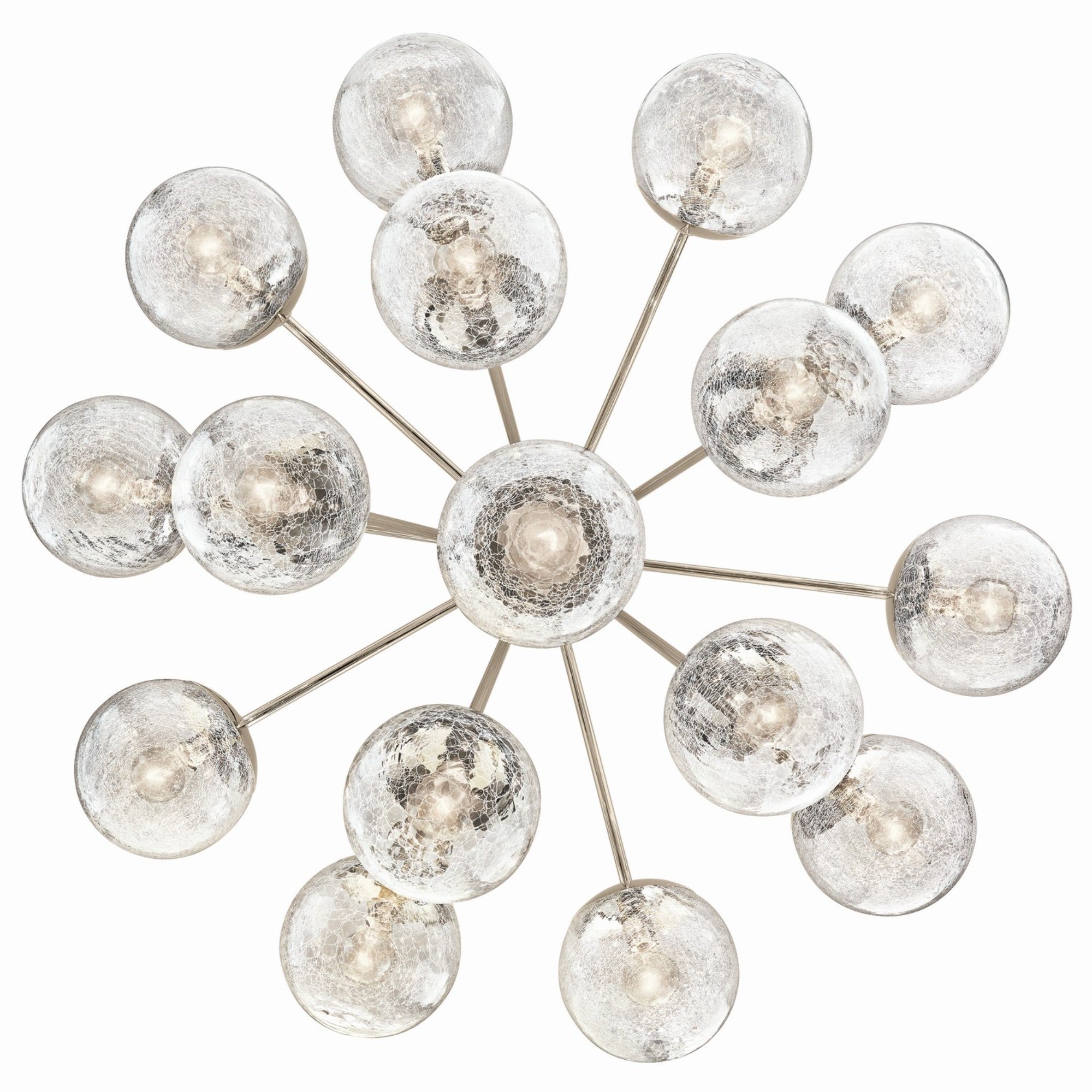 Silvarious 38" 16 Light Chandelier, Polished Nickel Finish, Crackle Glass - Bees Lighting