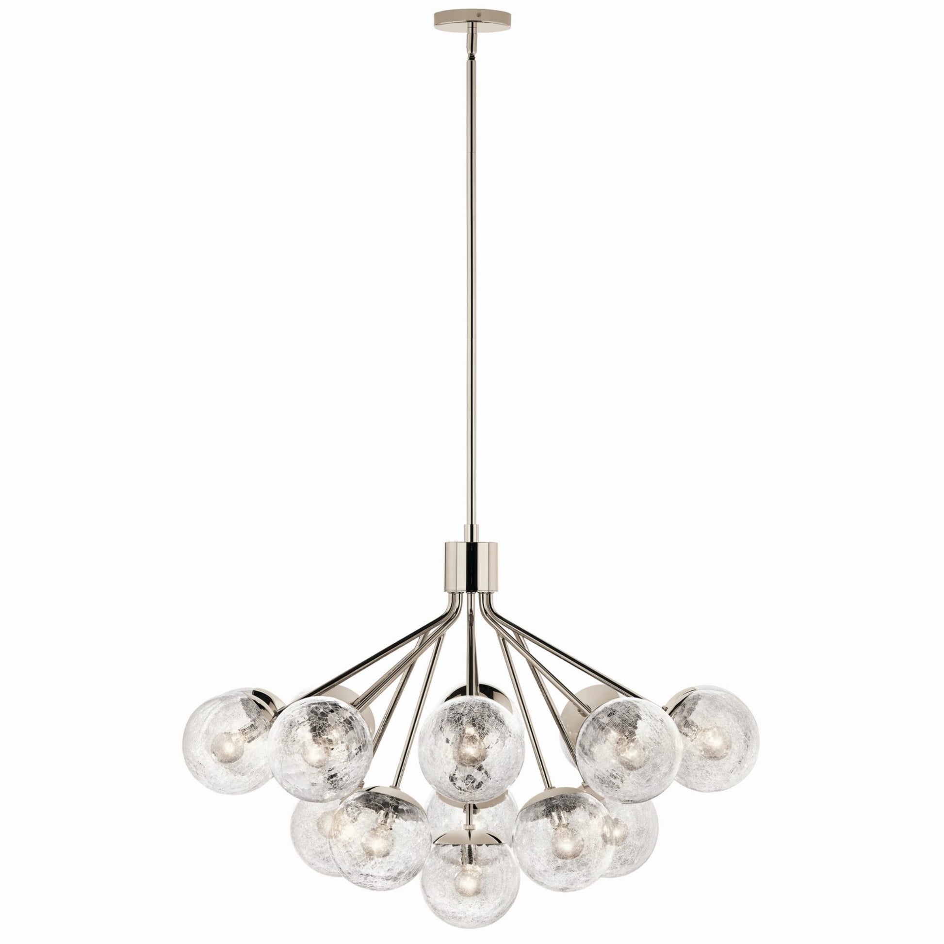 Silvarious 38" 16 Light Chandelier, Polished Nickel Finish, Crackle Glass - Bees Lighting