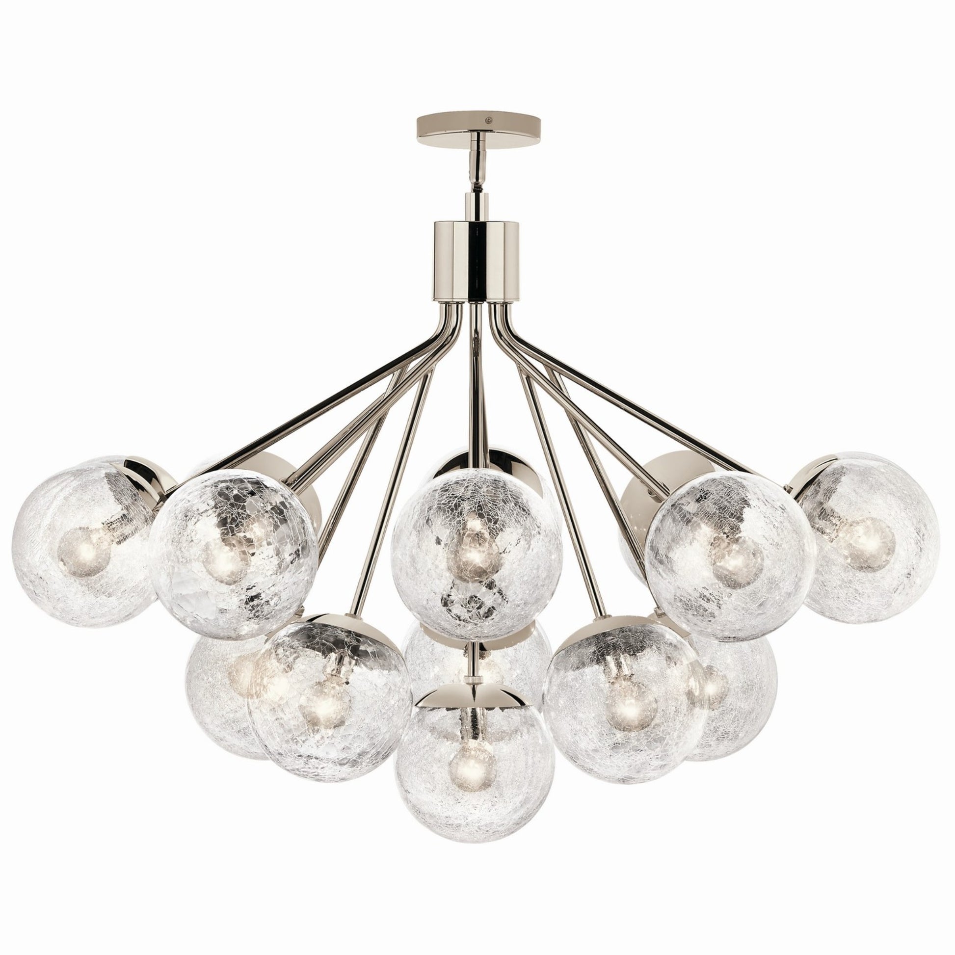 Silvarious 38" 16 Light Chandelier, Polished Nickel Finish, Crackle Glass - Bees Lighting