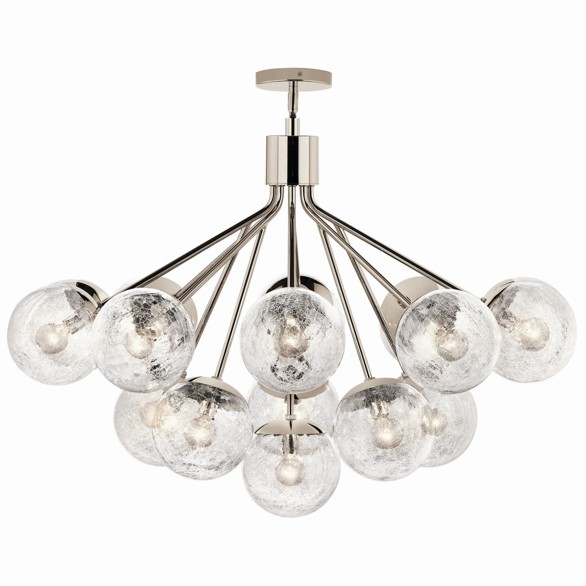 Silvarious 38" 16 Light Chandelier, Polished Nickel Finish, Crackle Glass - Bees Lighting