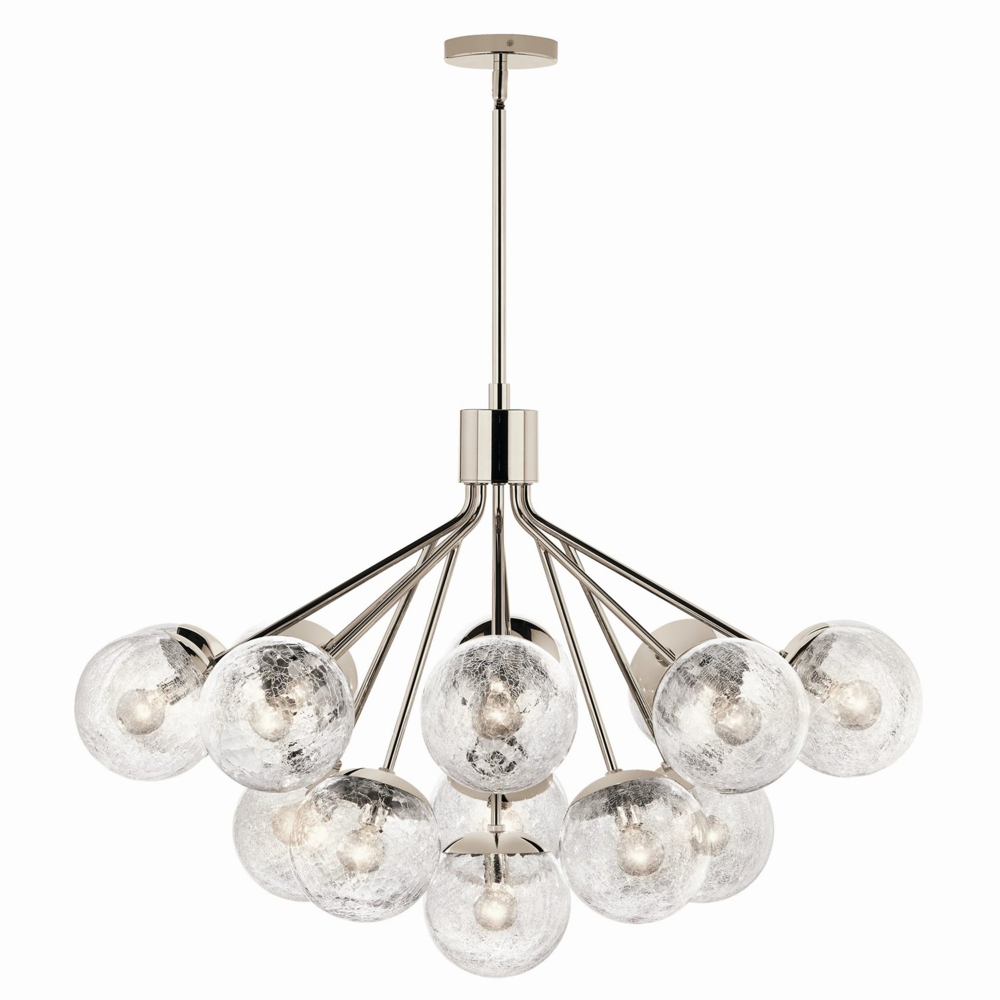 Silvarious 38" 16 Light Chandelier, Polished Nickel Finish, Crackle Glass - Bees Lighting