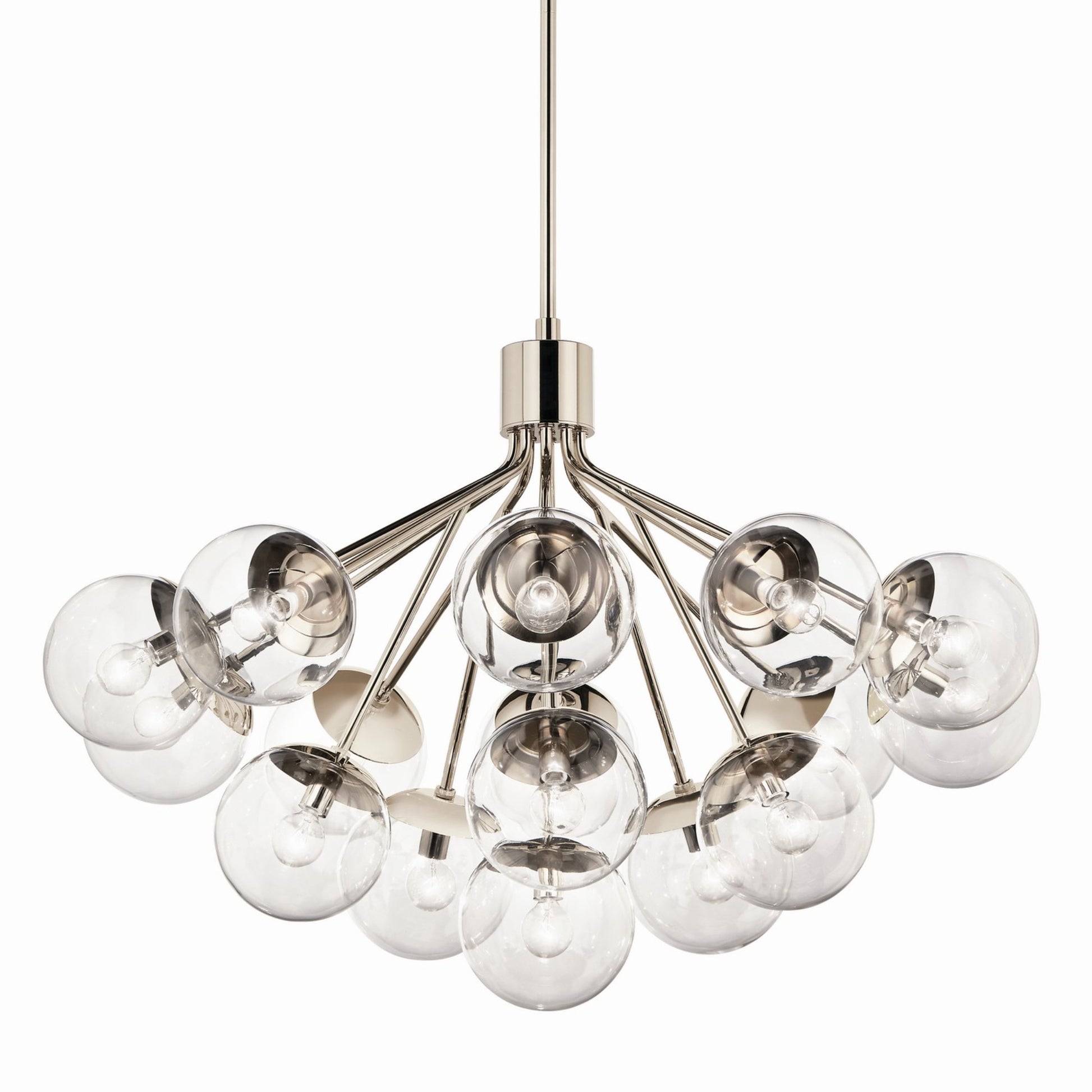 Silvarious 38" 16 Light Chandelier, Polished Nickel Finish, Clear Glass - Bees Lighting
