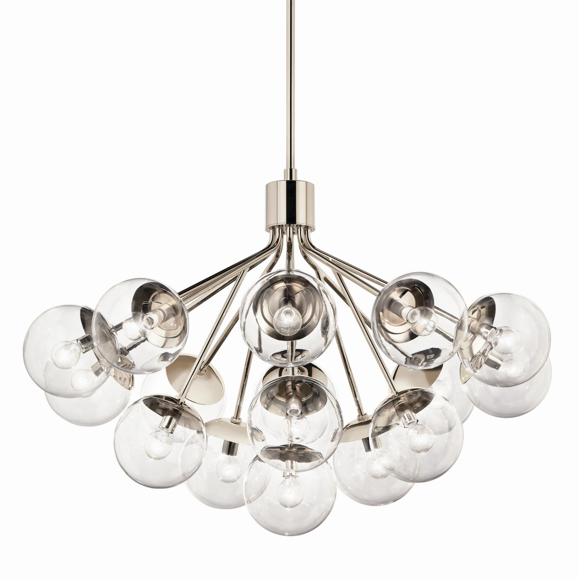 Silvarious 38" 16 Light Chandelier, Polished Nickel Finish, Clear Glass - Bees Lighting