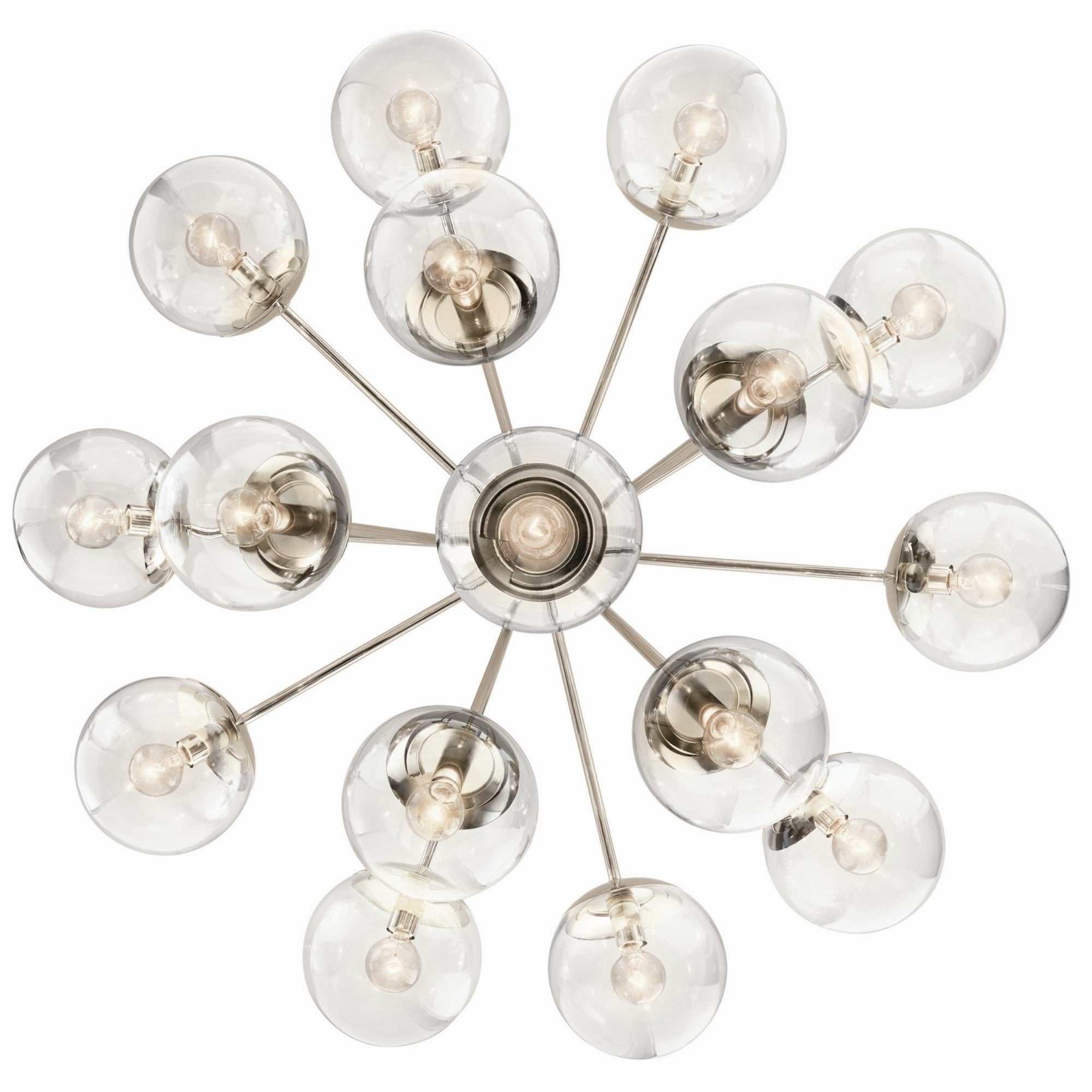 Silvarious 38" 16 Light Chandelier, Polished Nickel Finish, Clear Glass - Bees Lighting