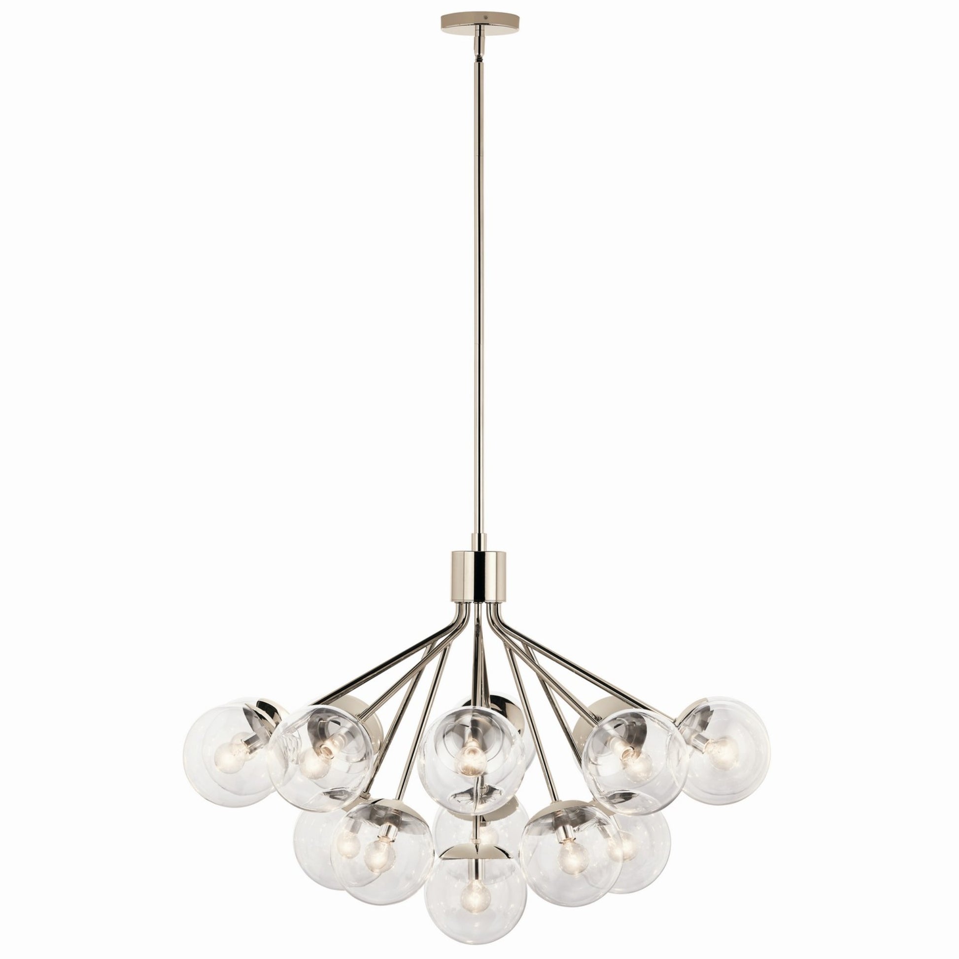 Silvarious 38" 16 Light Chandelier, Polished Nickel Finish, Clear Glass - Bees Lighting