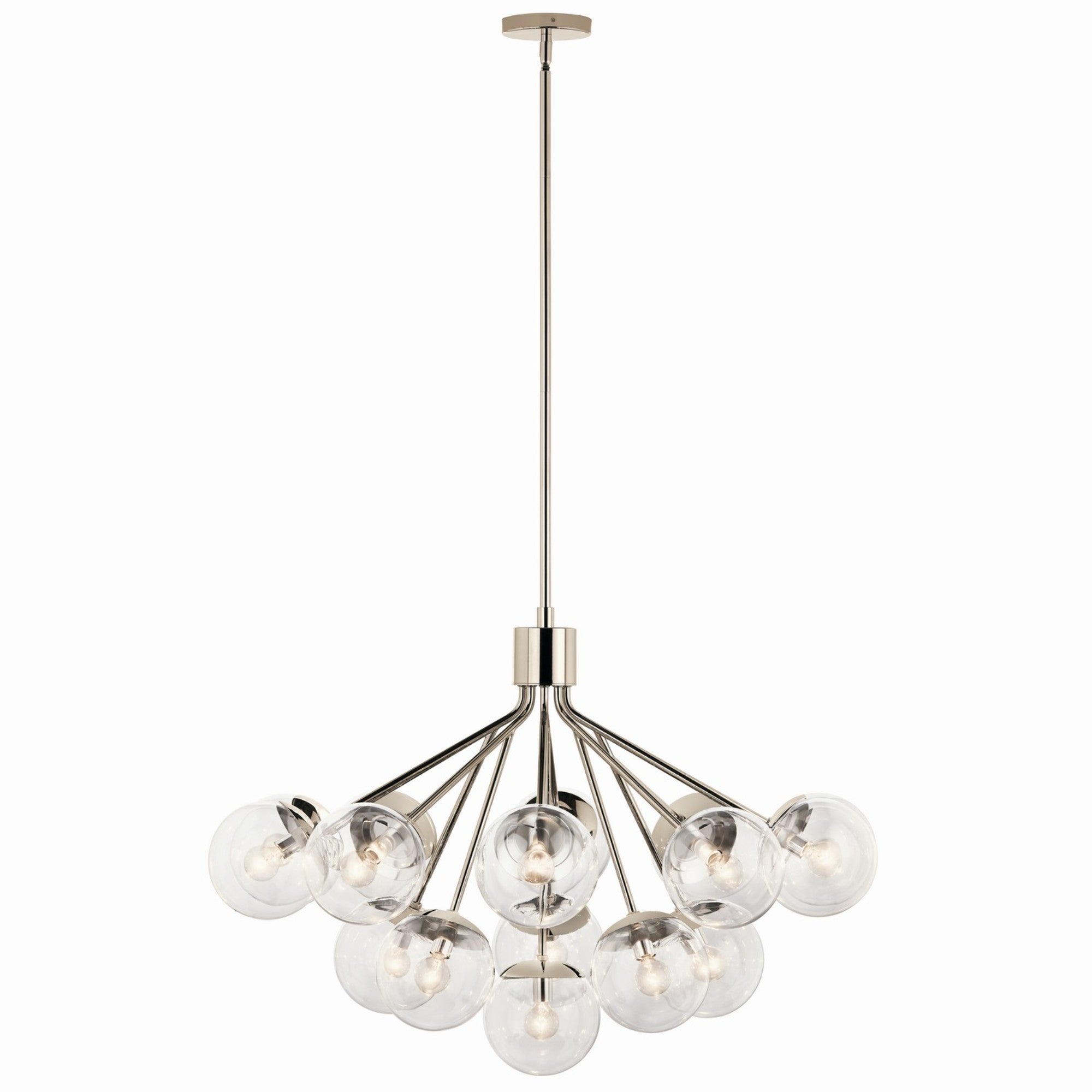Silvarious 38" 16 Light Chandelier, Polished Nickel Finish, Clear Glass - Bees Lighting
