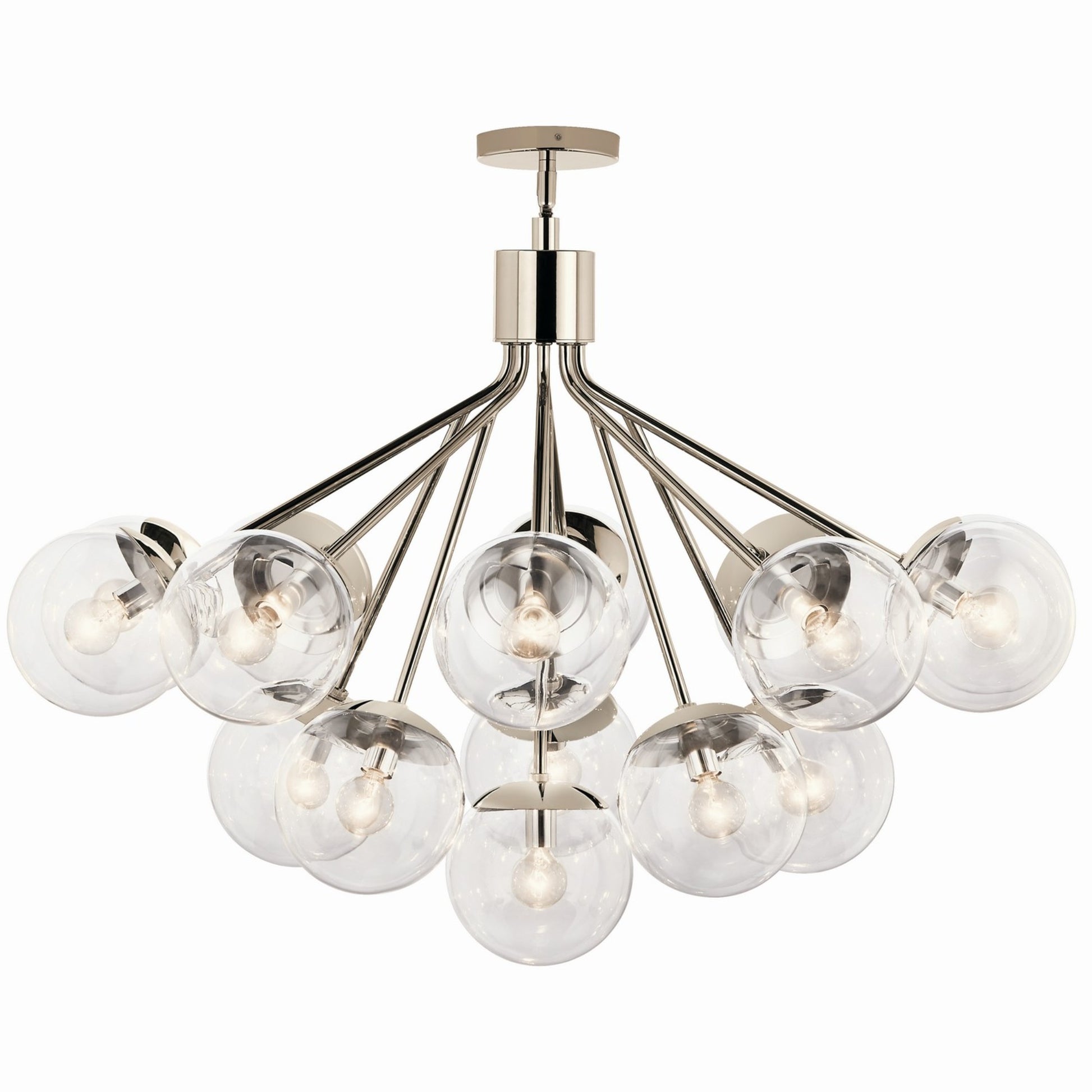 Silvarious 38" 16 Light Chandelier, Polished Nickel Finish, Clear Glass - Bees Lighting