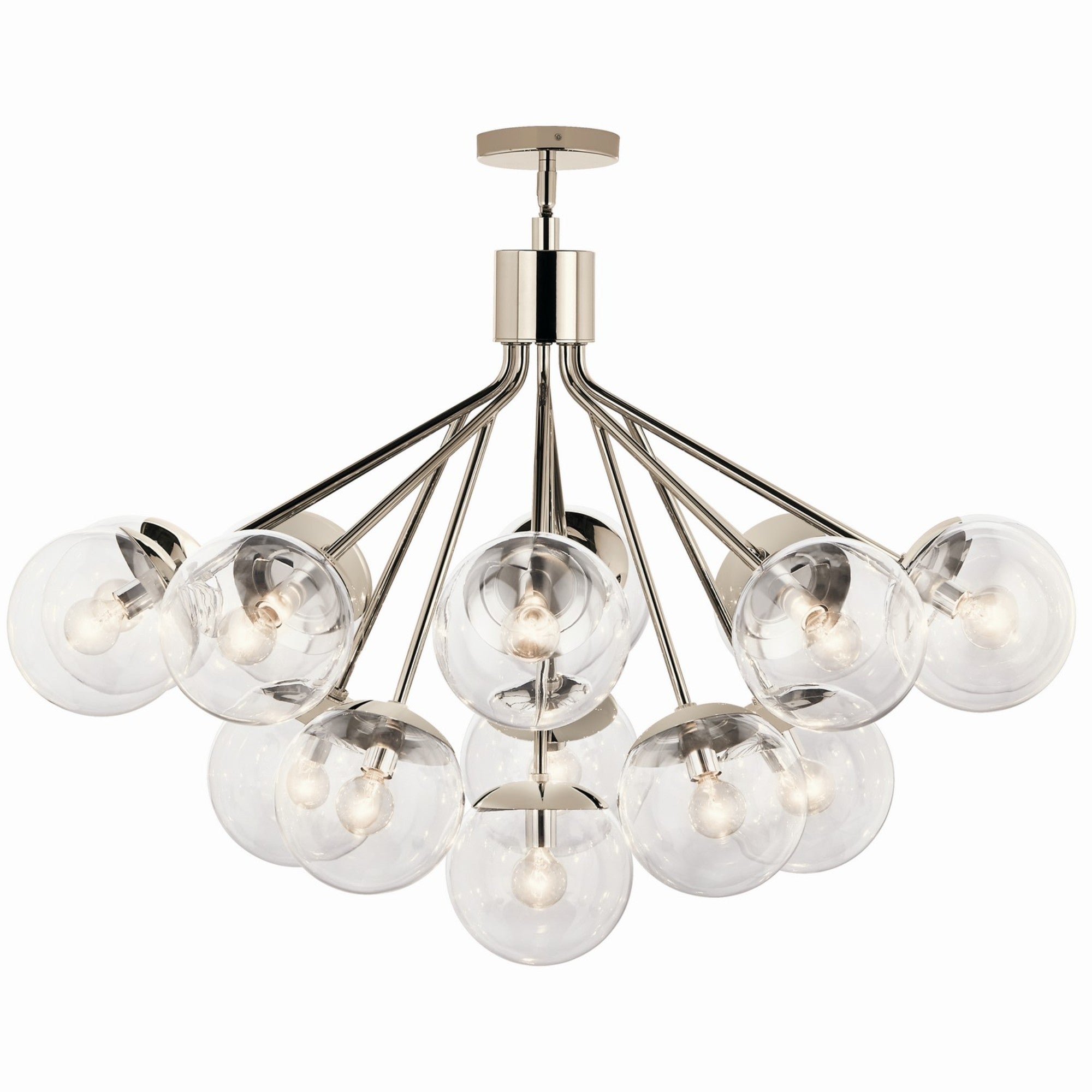 Silvarious 38" 16 Light Chandelier, Polished Nickel Finish, Clear Glass - Bees Lighting
