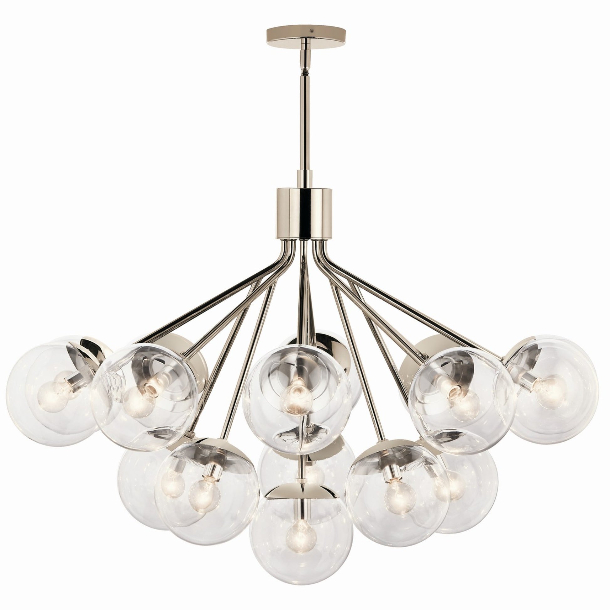 Silvarious 38" 16 Light Chandelier, Polished Nickel Finish, Clear Glass - Bees Lighting