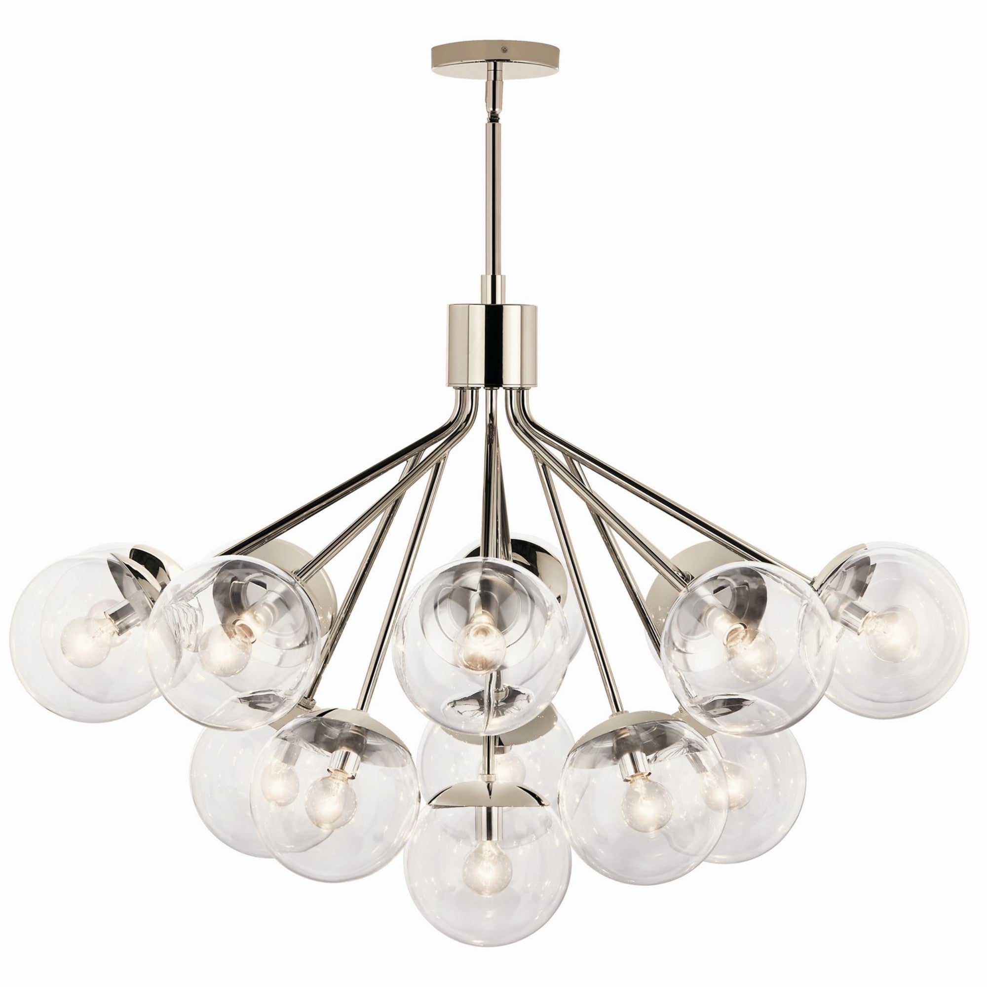 Silvarious 38" 16 Light Chandelier, Polished Nickel Finish, Clear Glass - Bees Lighting