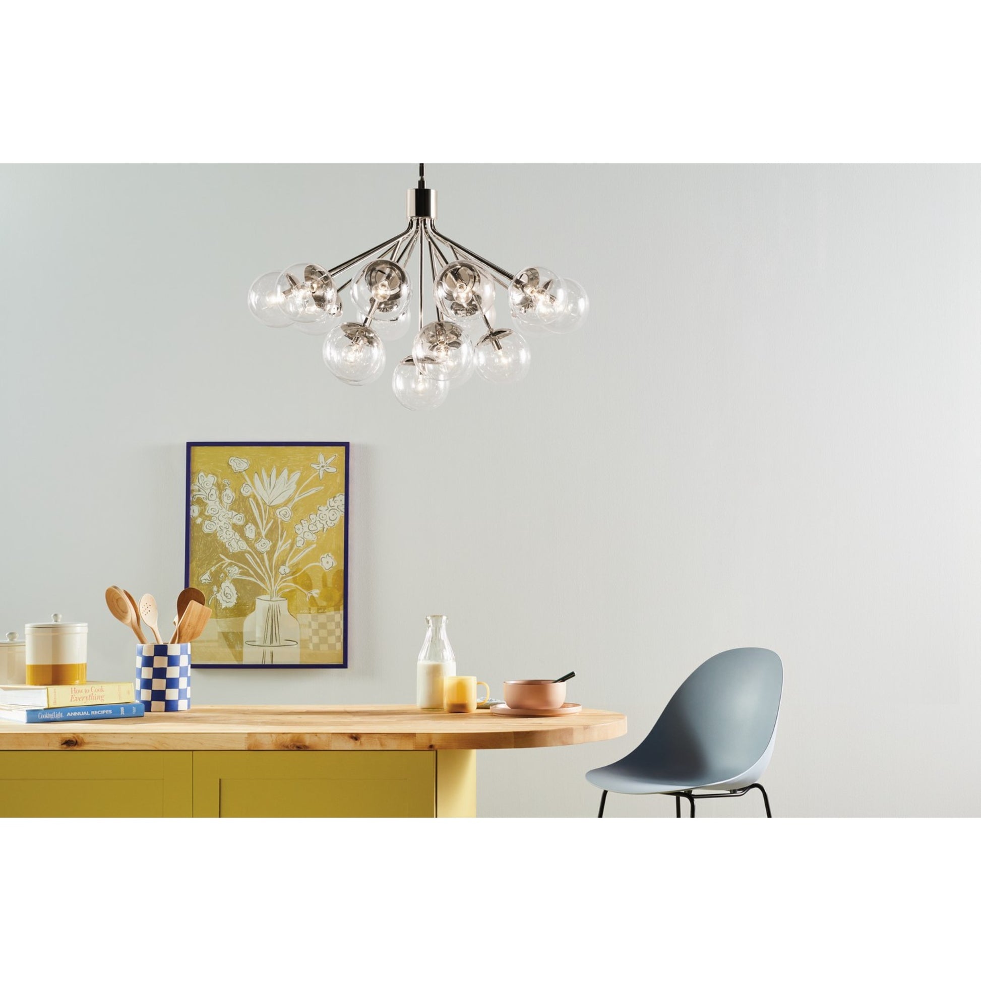 Silvarious 38" 16 Light Chandelier, Polished Nickel Finish, Clear Glass - Bees Lighting