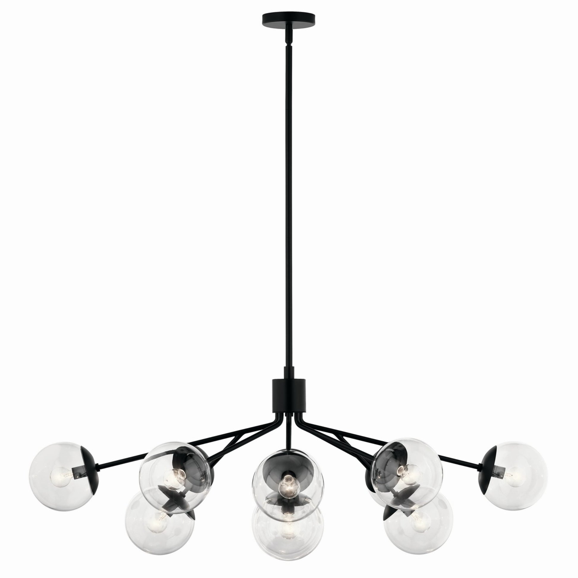 Silvarious 48" 12-Light Linear Chandelier, Black Finish, Clear Glass - Bees Lighting