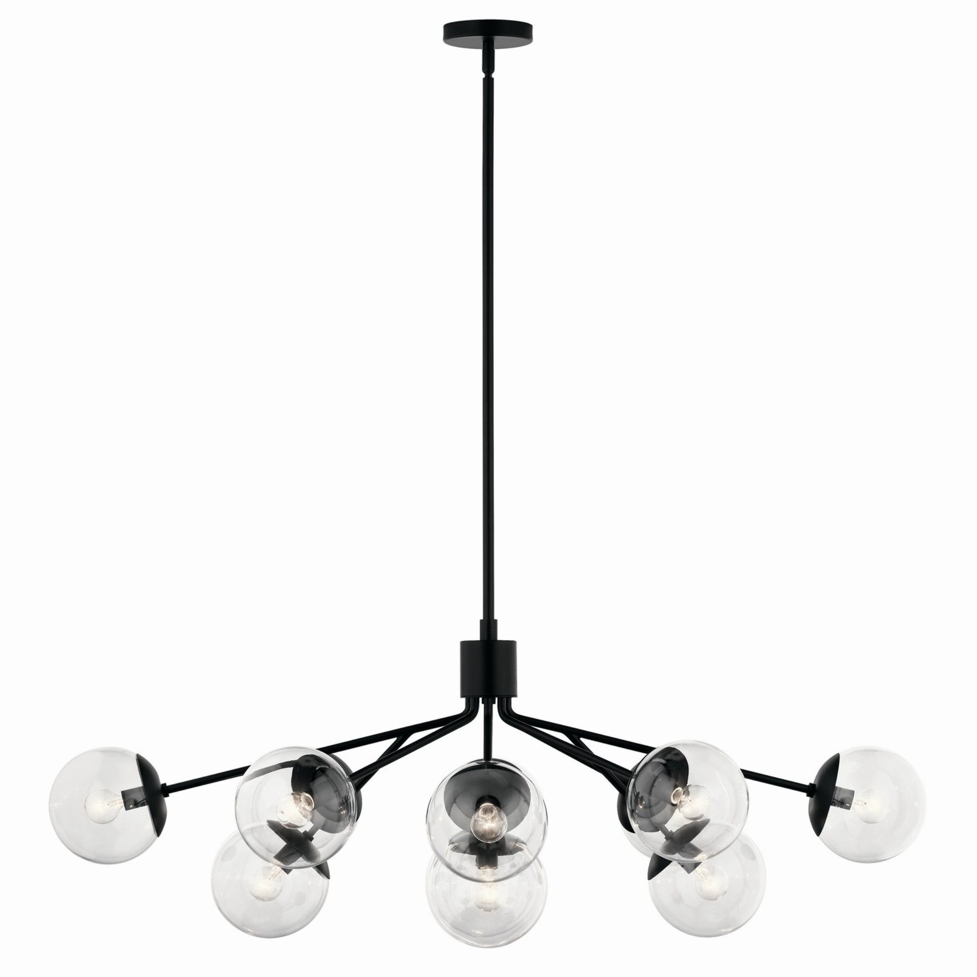 Silvarious 48" 12-Light Linear Chandelier, Black Finish, Clear Glass - Bees Lighting