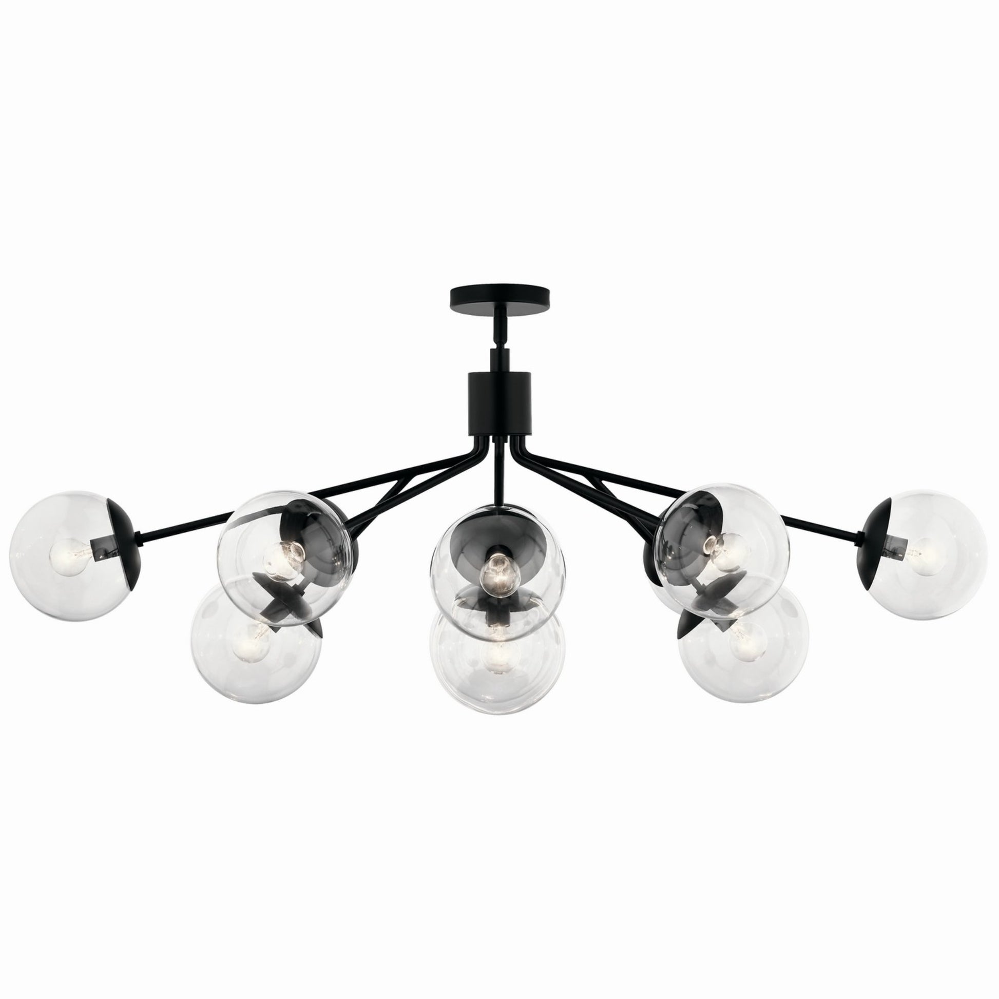 Silvarious 48" 12-Light Linear Chandelier, Black Finish, Clear Glass - Bees Lighting