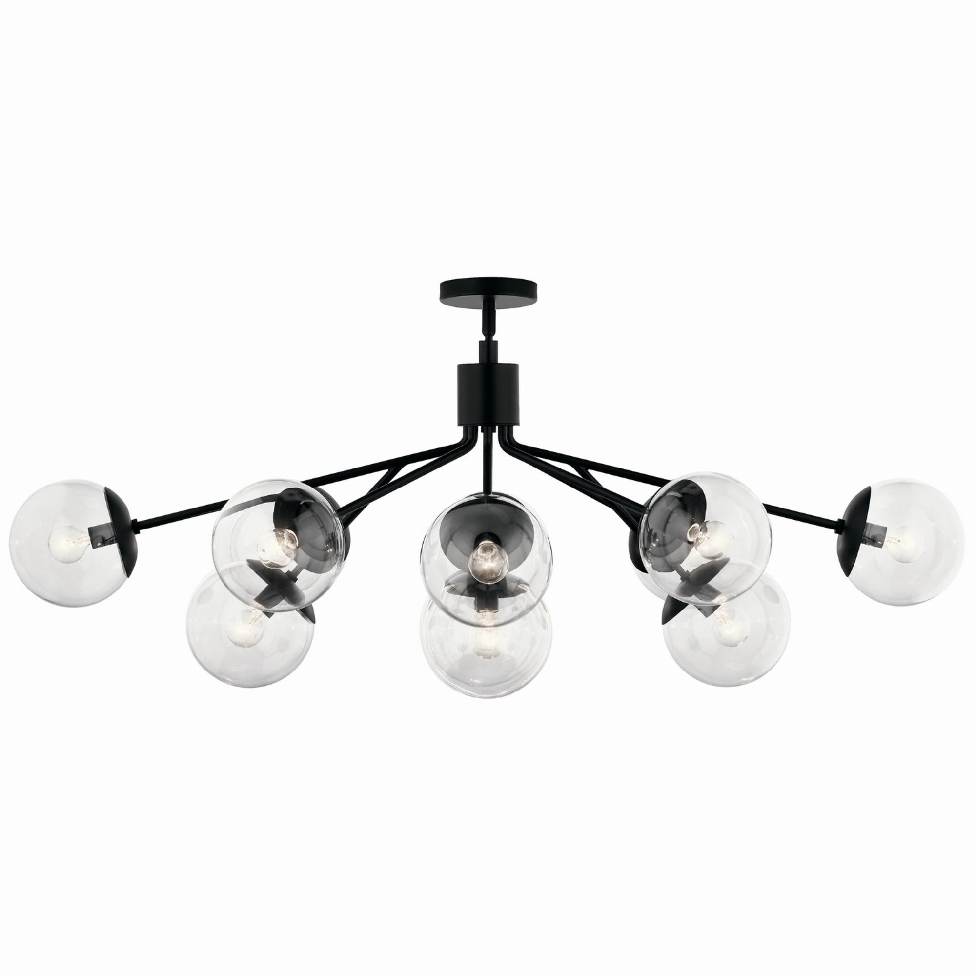 Silvarious 48" 12-Light Linear Chandelier, Black Finish, Clear Glass - Bees Lighting