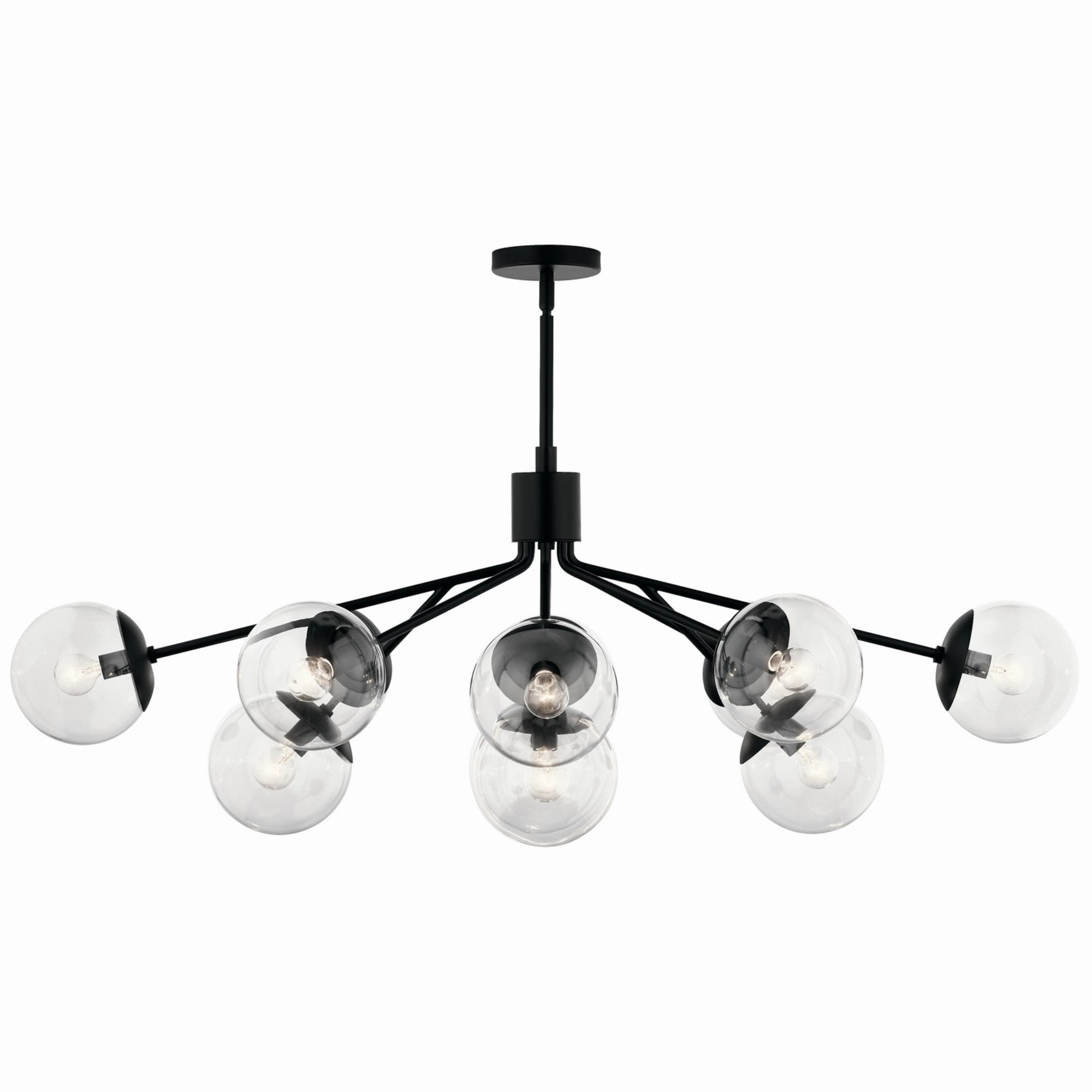 Silvarious 48" 12-Light Linear Chandelier, Black Finish, Clear Glass - Bees Lighting