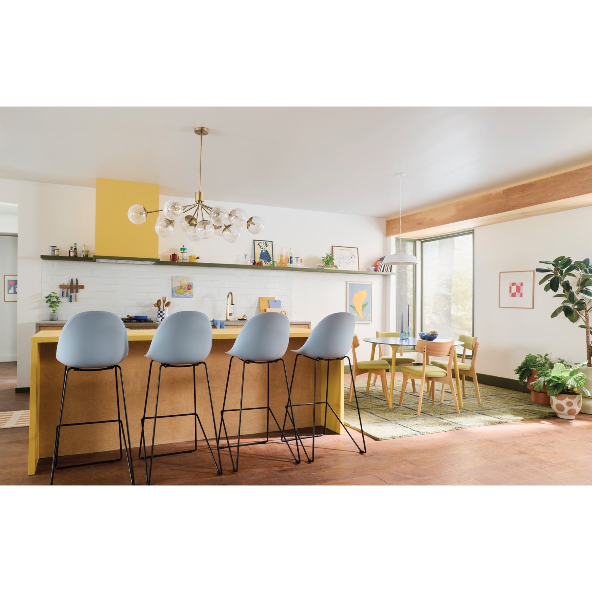 Silvarious 48" 12-Light Linear Chandelier, Champagne Bronze Finish, Crackle Glass - Bees Lighting