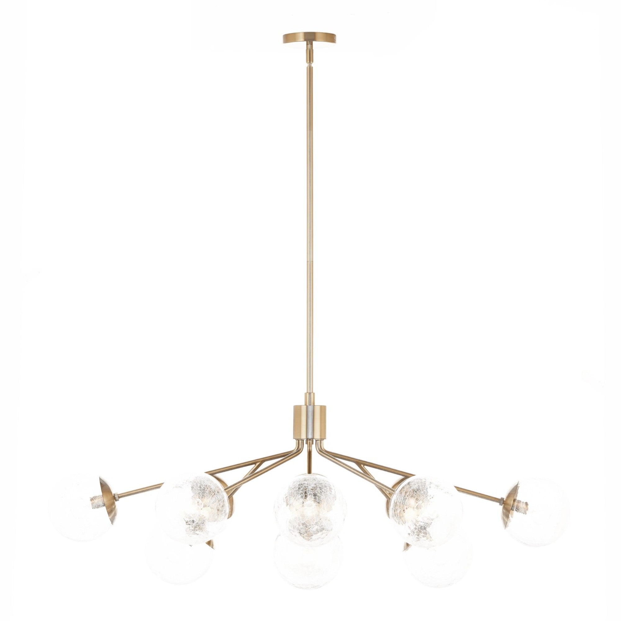 Silvarious 48" 12-Light Linear Chandelier, Champagne Bronze Finish, Crackle Glass - Bees Lighting