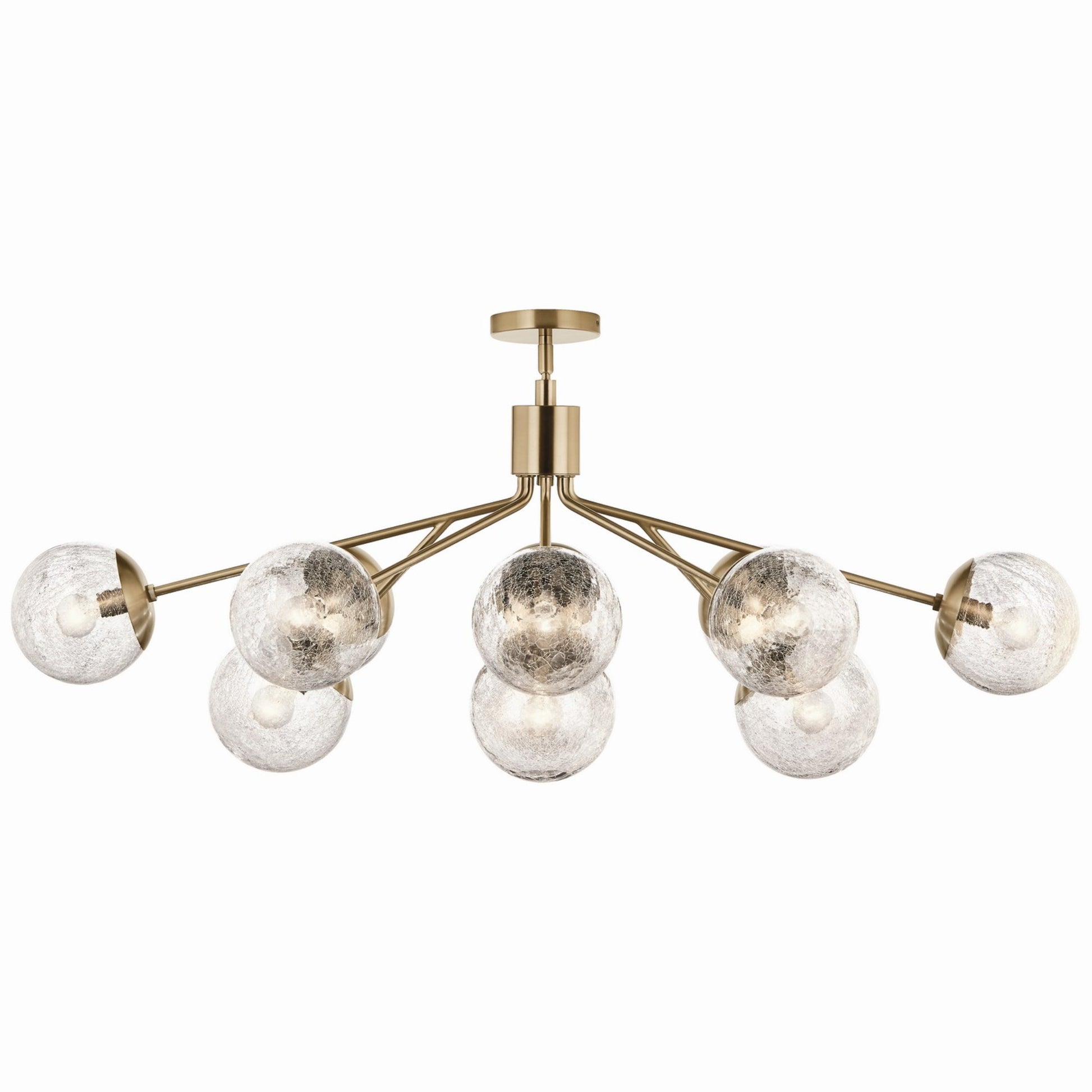 Silvarious 48" 12-Light Linear Chandelier, Champagne Bronze Finish, Crackle Glass - Bees Lighting