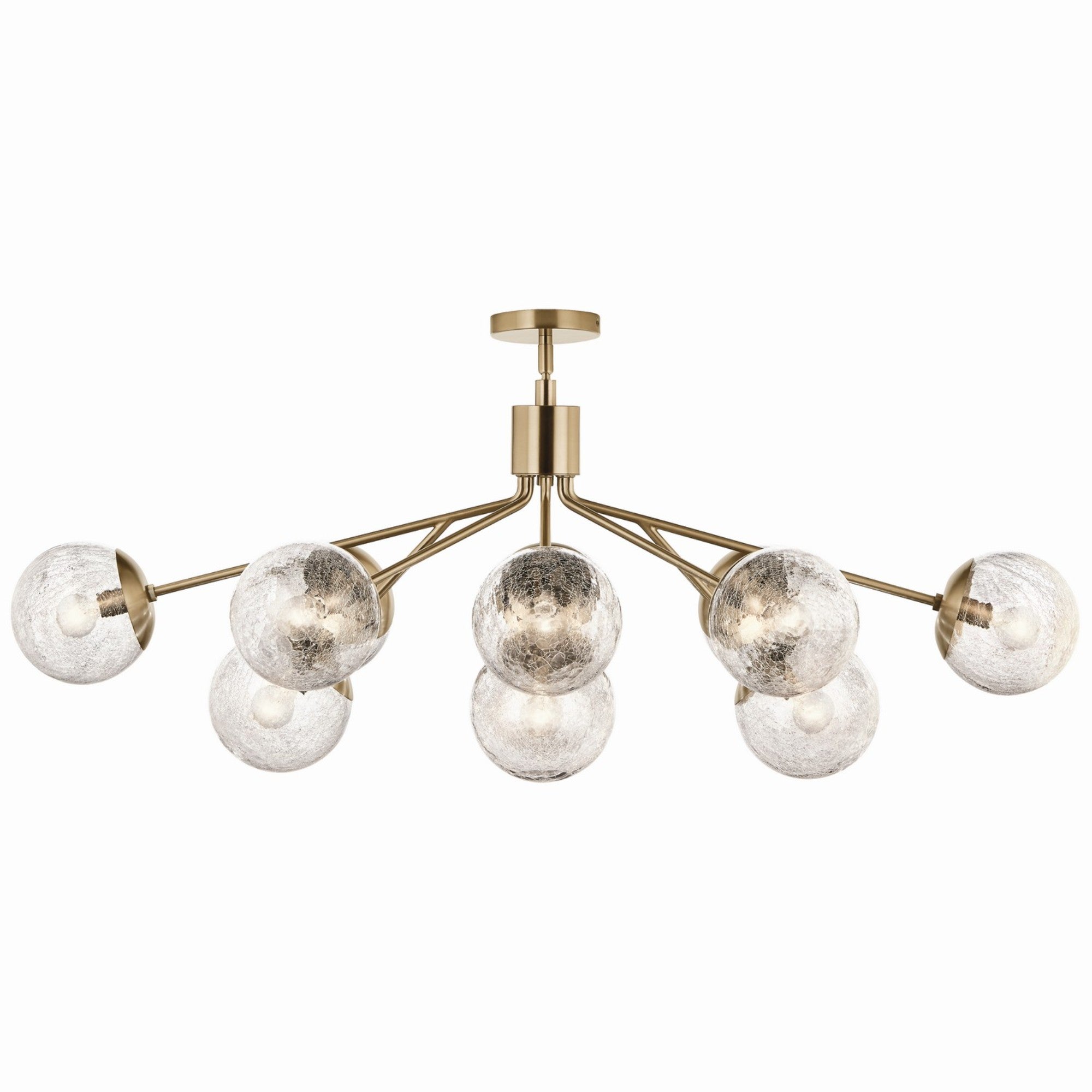 Silvarious 48" 12-Light Linear Chandelier, Champagne Bronze Finish, Crackle Glass - Bees Lighting