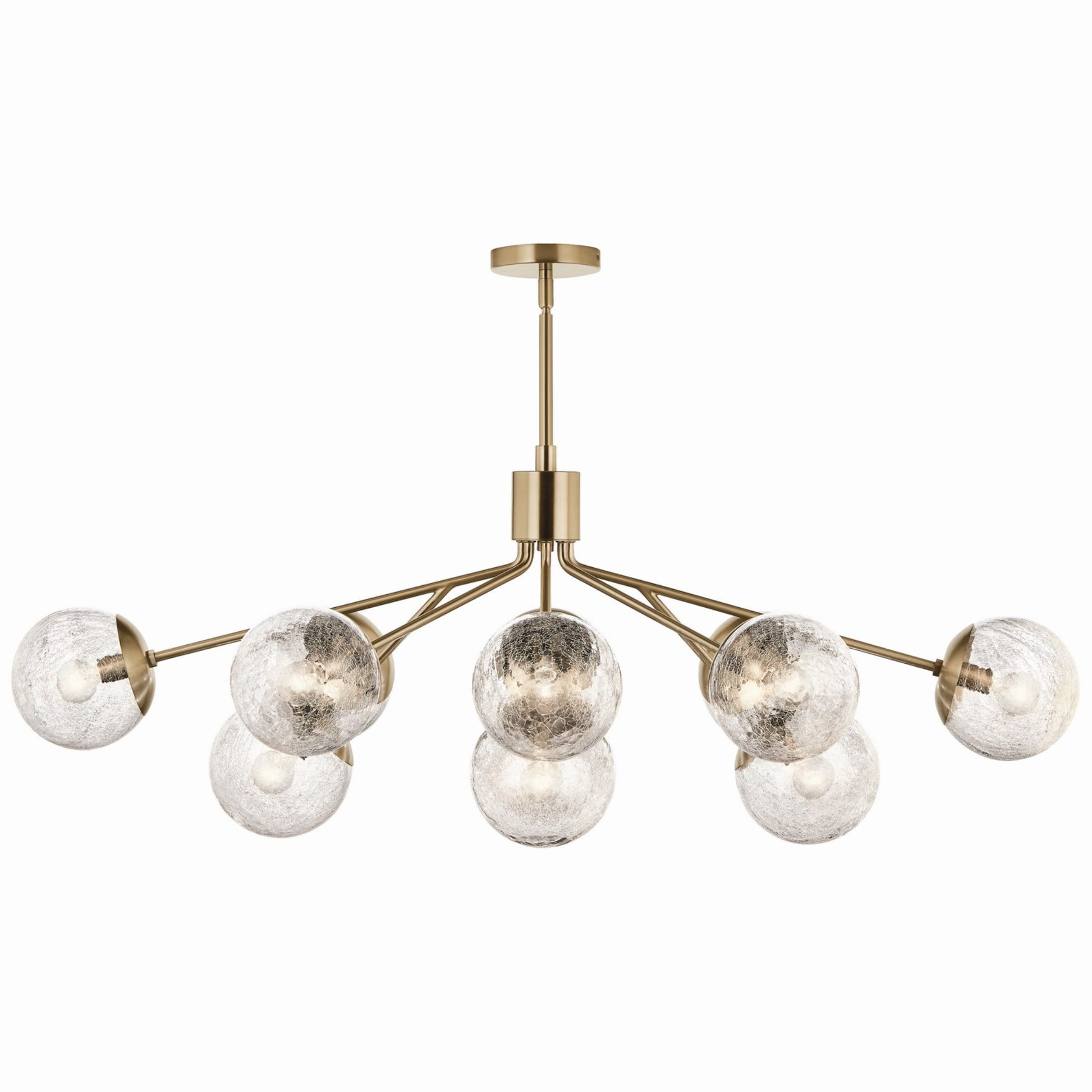 Silvarious 48" 12-Light Linear Chandelier, Champagne Bronze Finish, Crackle Glass - Bees Lighting