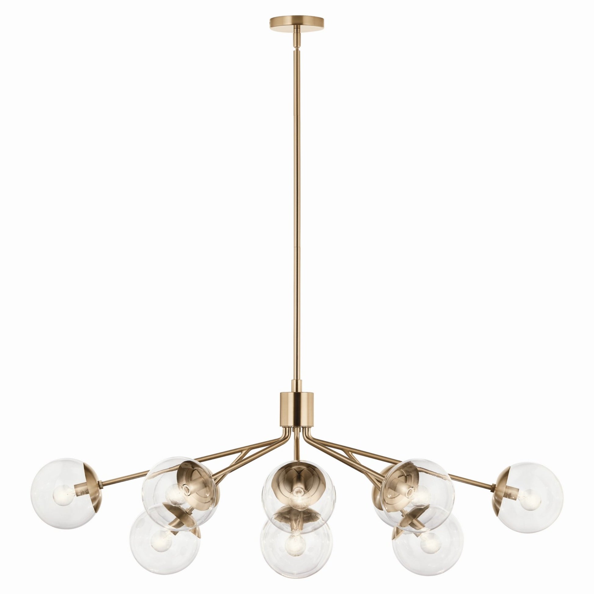 Silvarious 48" 12-Light Linear Chandelier, Champagne Bronze Finish, Clear Glass - Bees Lighting