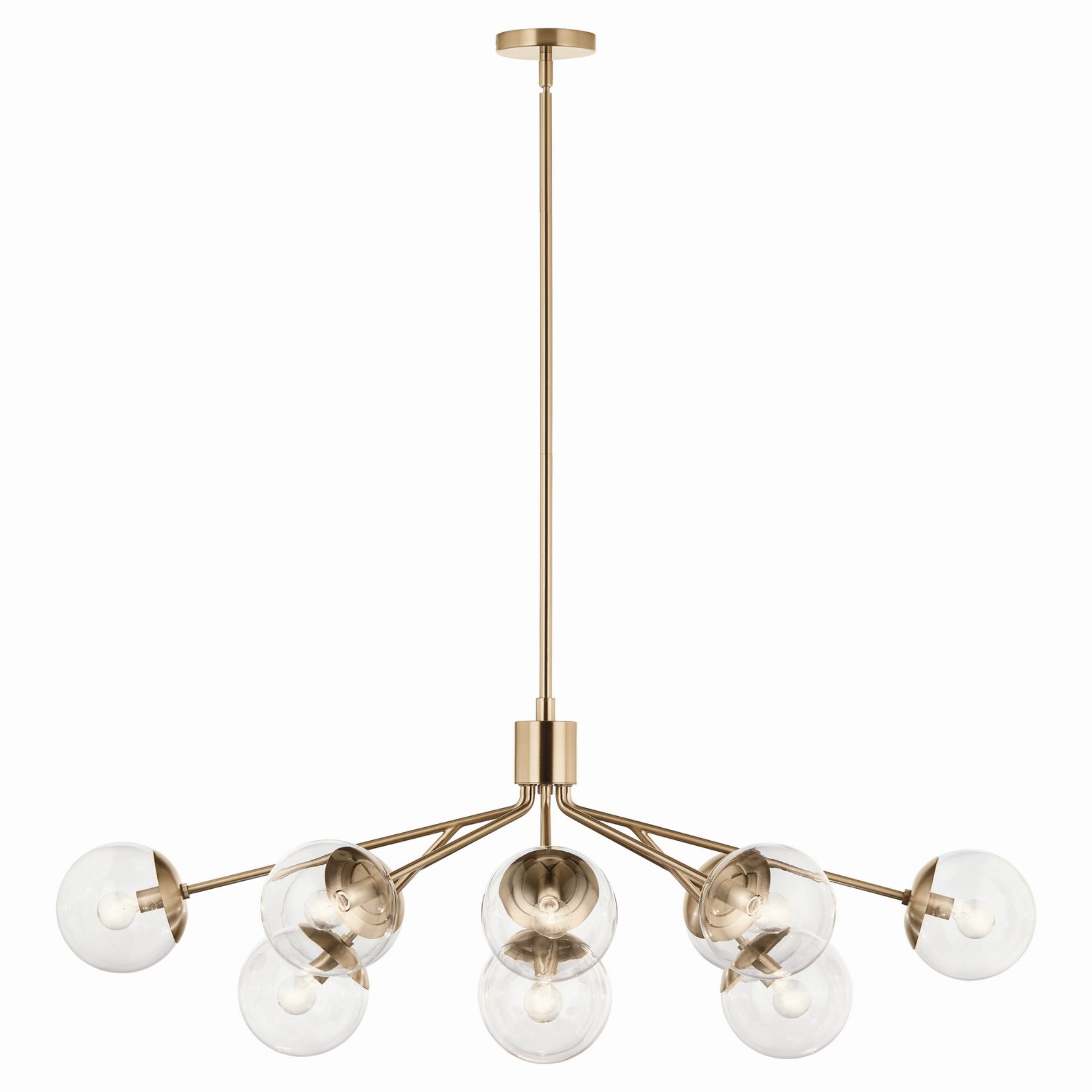 Silvarious 48" 12-Light Linear Chandelier, Champagne Bronze Finish, Clear Glass - Bees Lighting