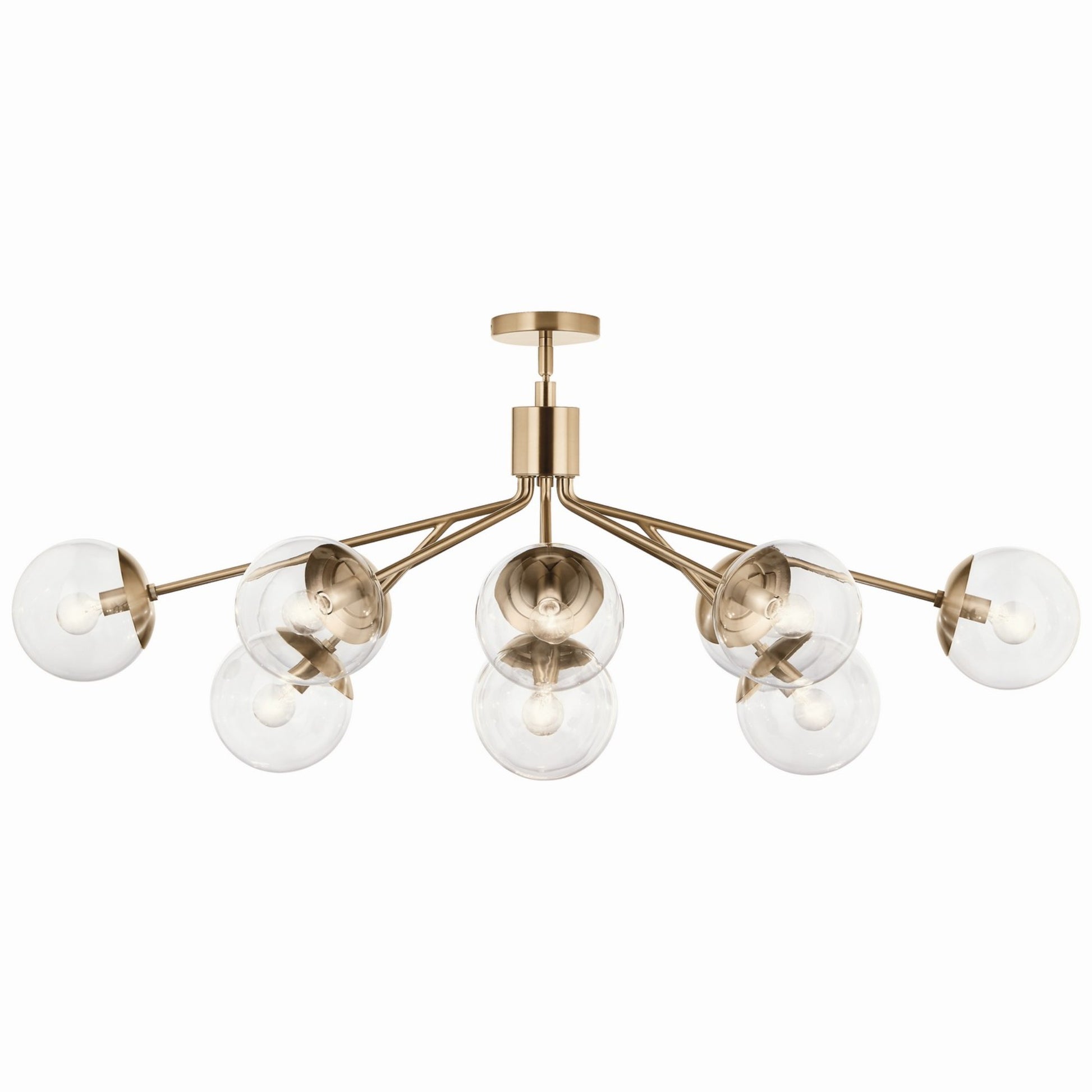 Silvarious 48" 12-Light Linear Chandelier, Champagne Bronze Finish, Clear Glass - Bees Lighting
