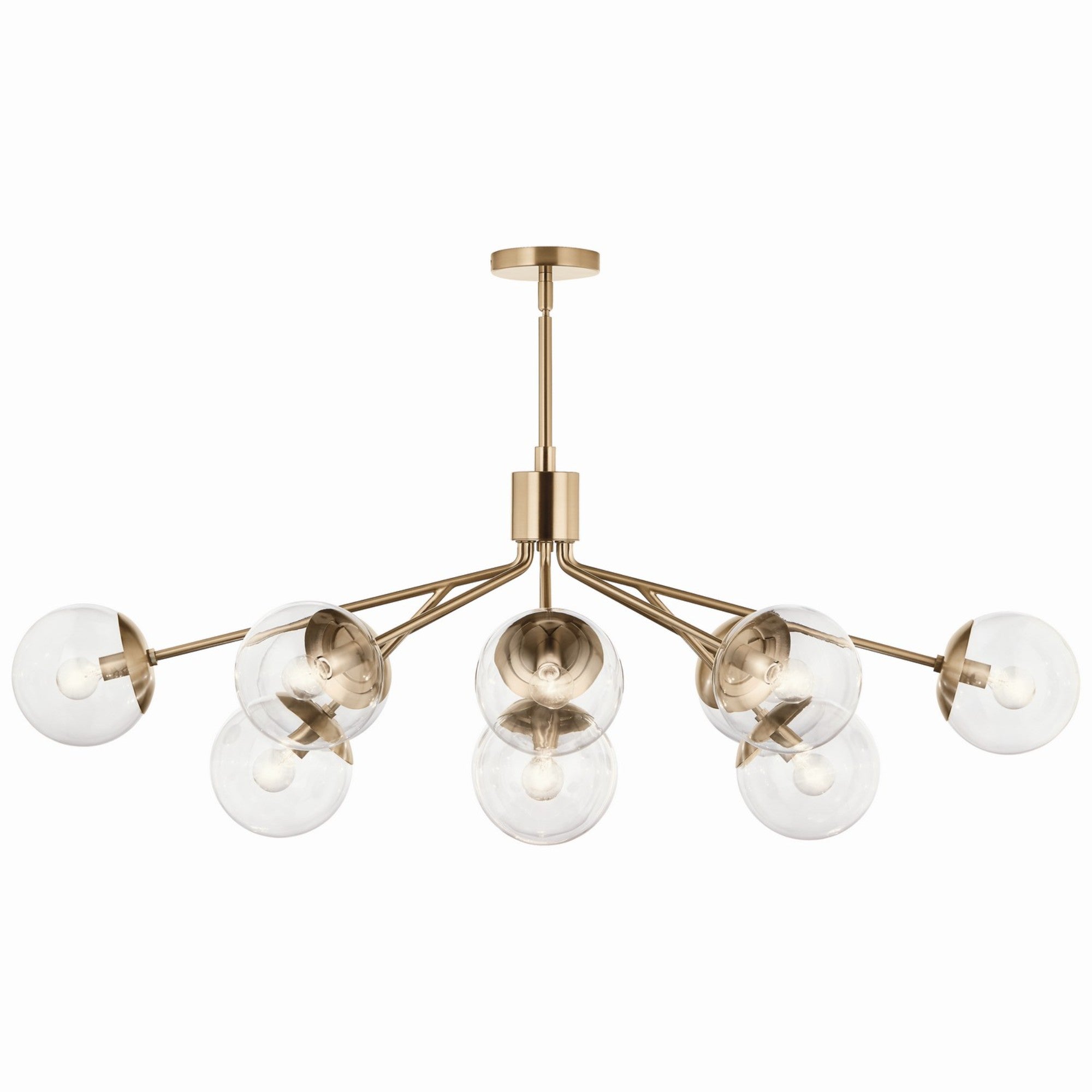 Silvarious 48" 12-Light Linear Chandelier, Champagne Bronze Finish, Clear Glass - Bees Lighting