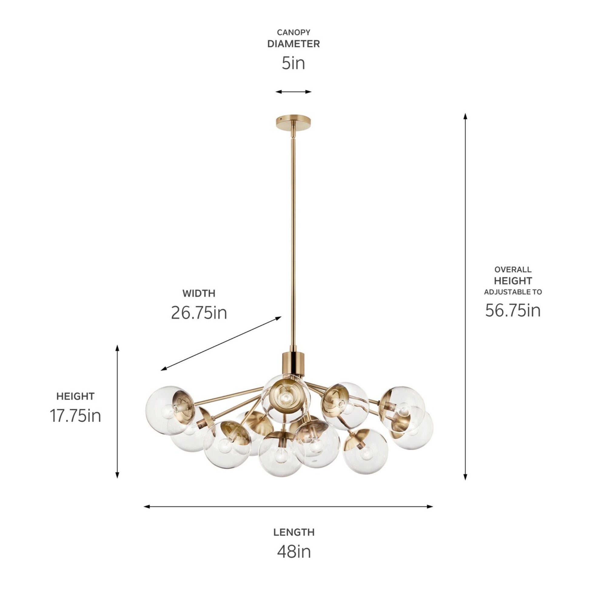Silvarious 48" 12-Light Linear Chandelier, Champagne Bronze Finish, Clear Glass - Bees Lighting