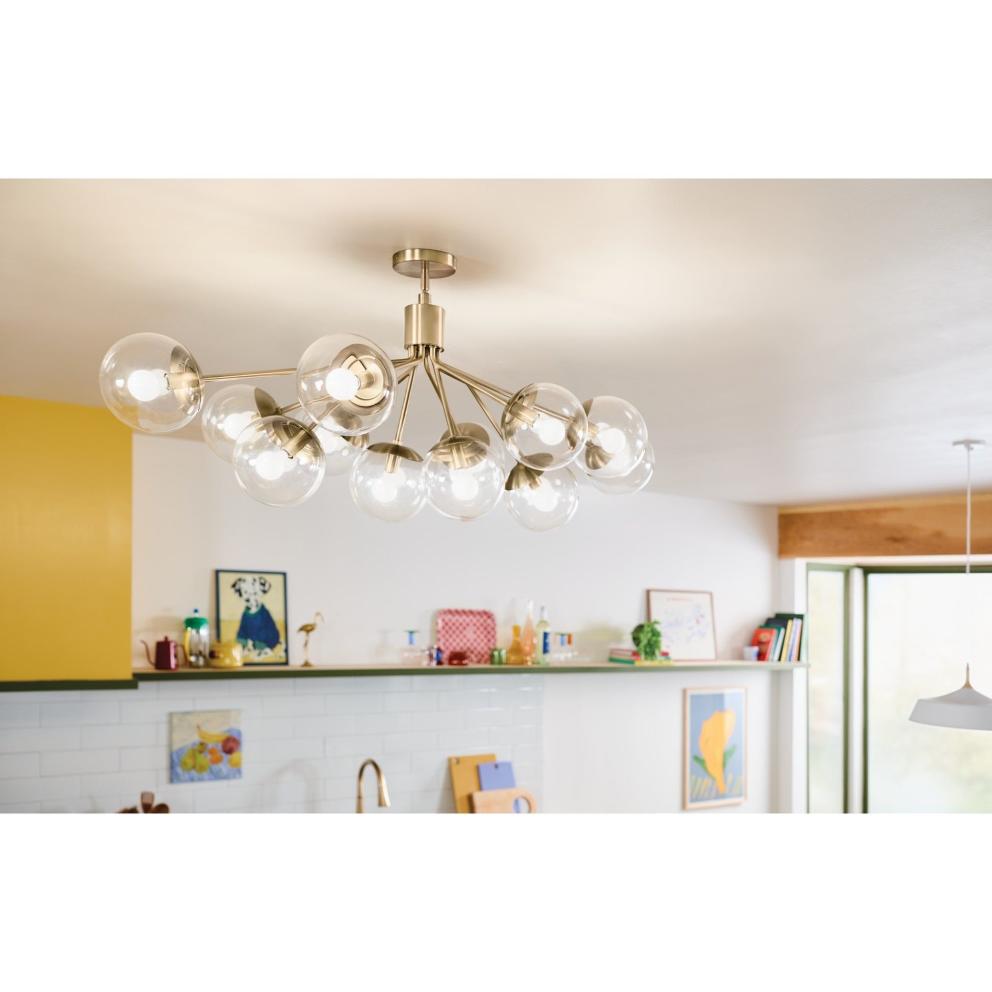 Silvarious 48" 12-Light Linear Chandelier, Champagne Bronze Finish, Clear Glass - Bees Lighting
