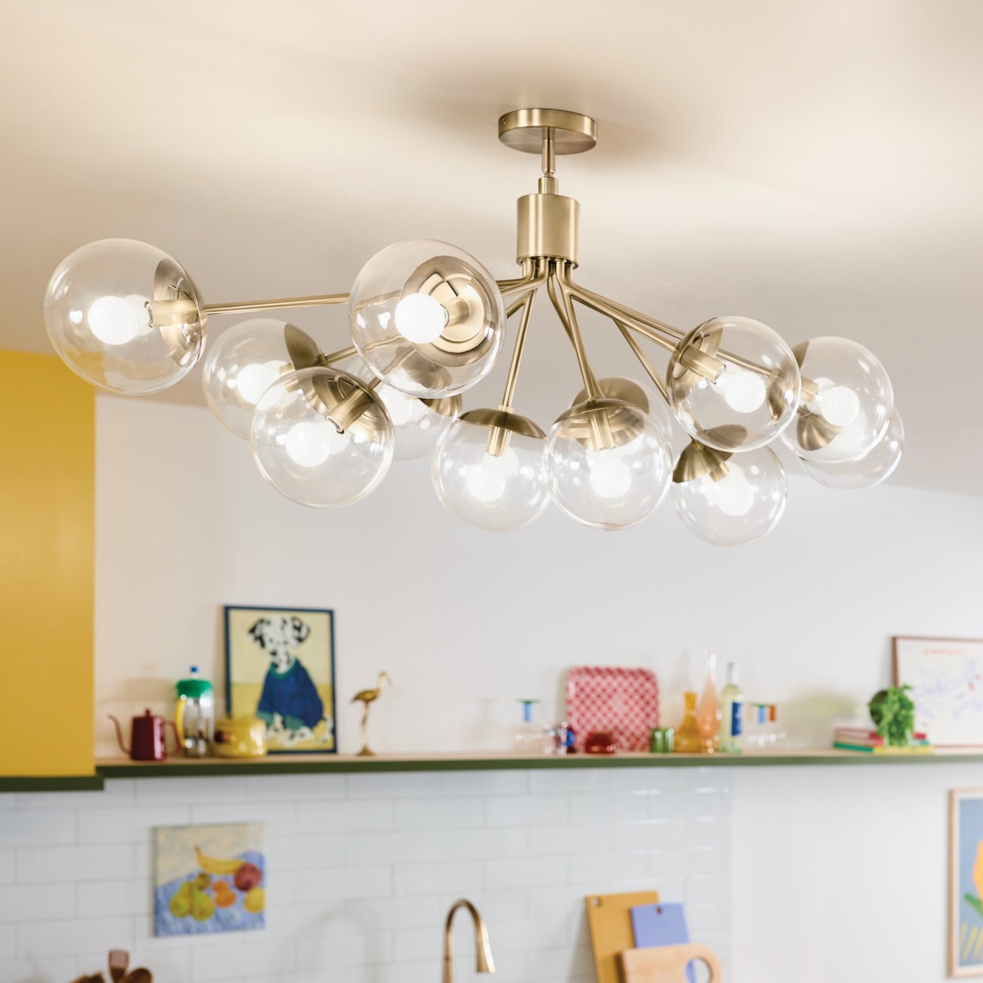 Silvarious 48" 12-Light Linear Chandelier, Champagne Bronze Finish, Clear Glass - Bees Lighting