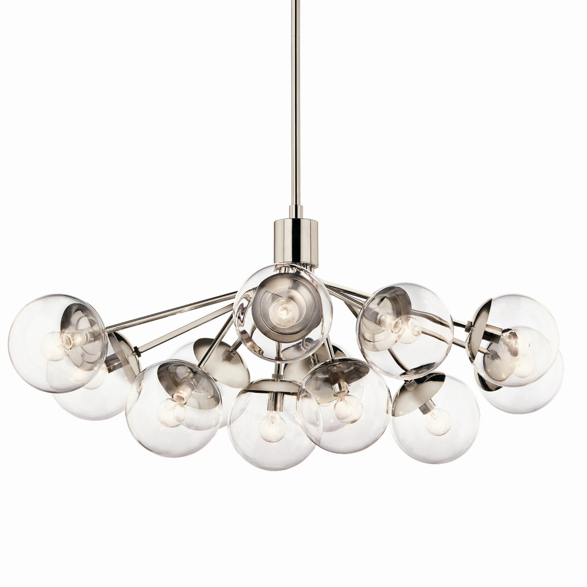 Silvarious 48" 12-Light Linear Chandelier, Polished Nickel Finish, Clear Glass - Bees Lighting