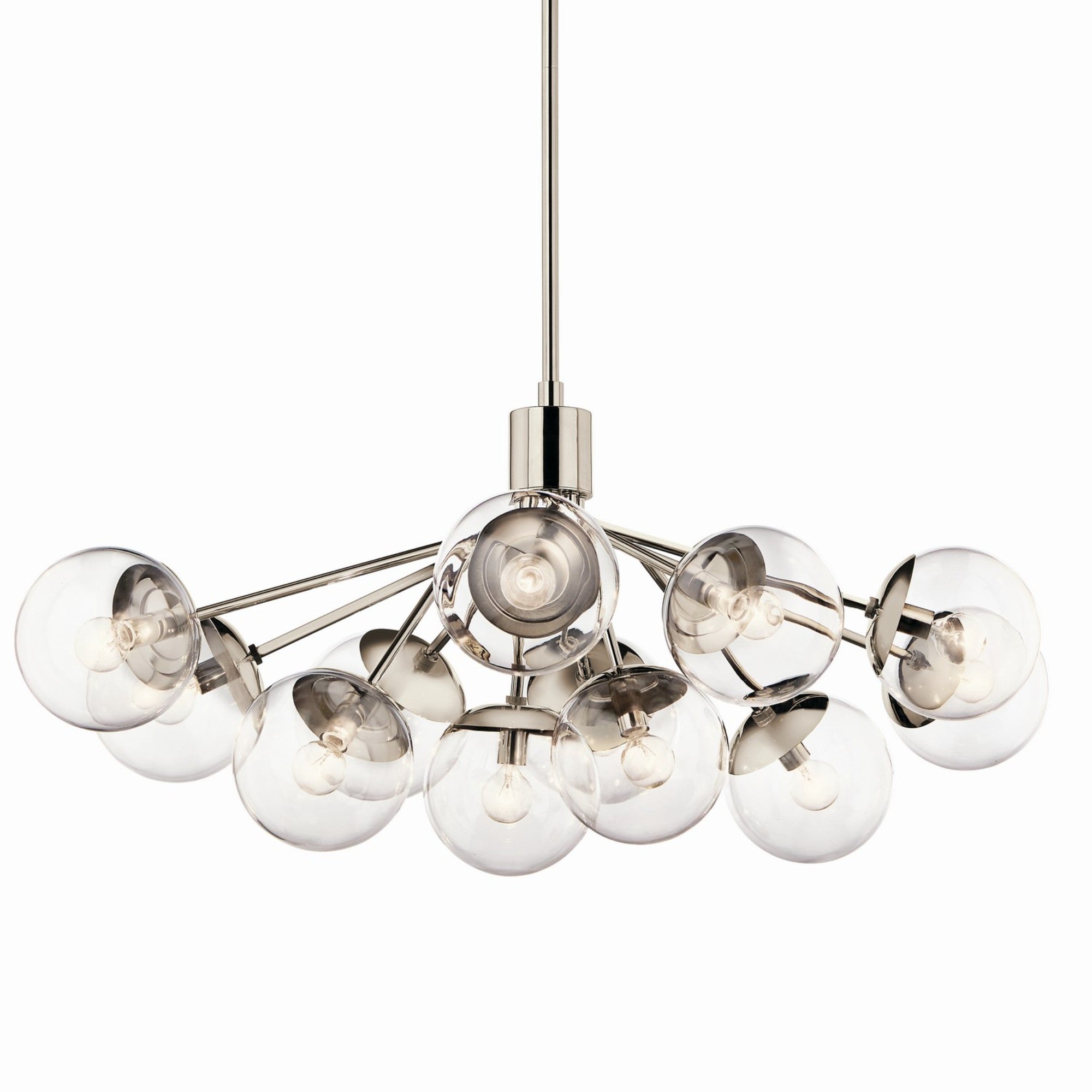 Silvarious 48" 12-Light Linear Chandelier, Polished Nickel Finish, Clear Glass - Bees Lighting