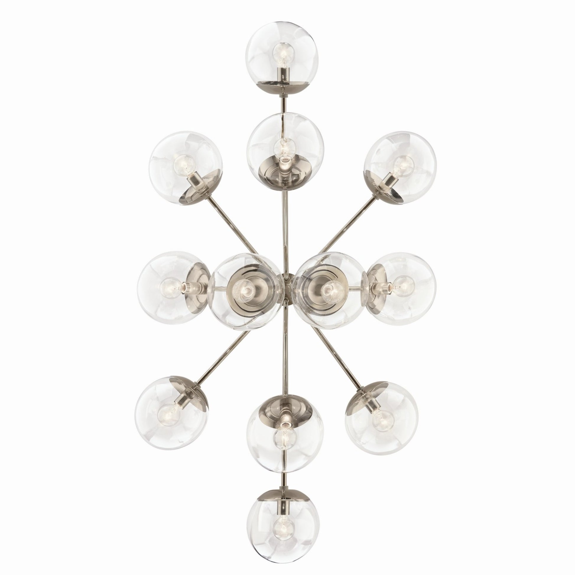 Silvarious 48" 12-Light Linear Chandelier, Polished Nickel Finish, Clear Glass - Bees Lighting