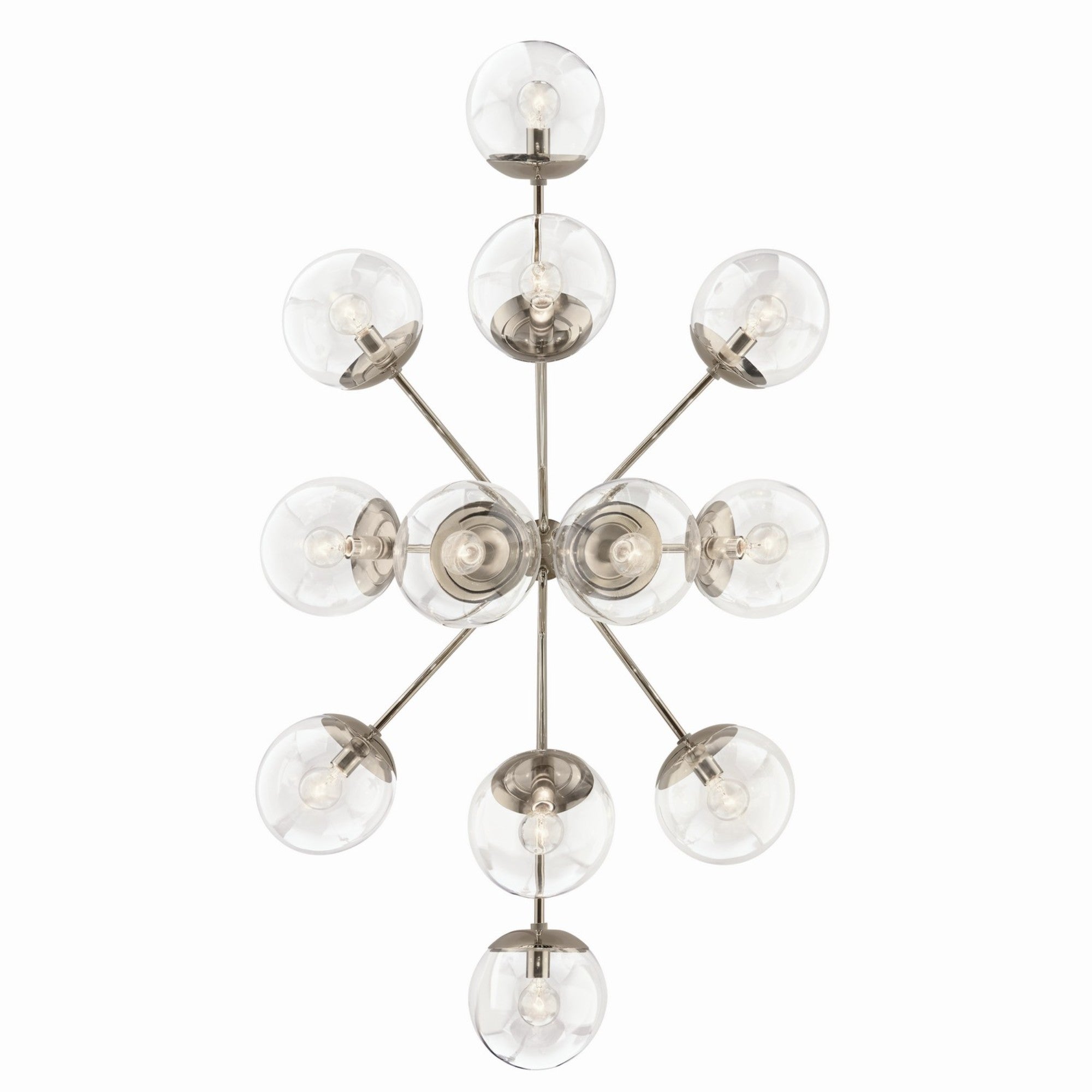 Silvarious 48" 12-Light Linear Chandelier, Polished Nickel Finish, Clear Glass - Bees Lighting