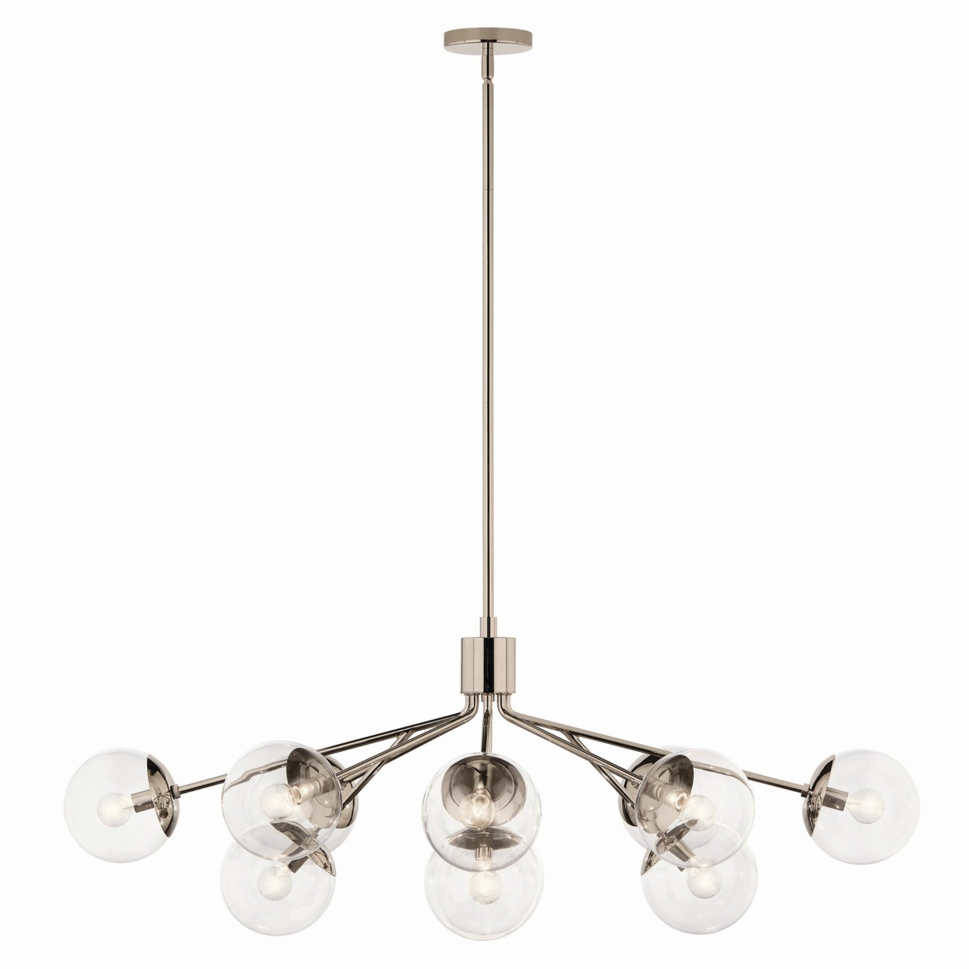 Silvarious 48" 12-Light Linear Chandelier, Polished Nickel Finish, Clear Glass - Bees Lighting