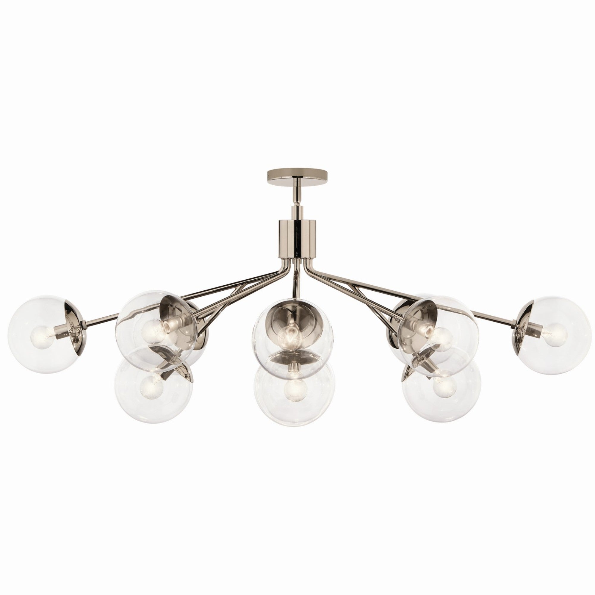 Silvarious 48" 12-Light Linear Chandelier, Polished Nickel Finish, Clear Glass - Bees Lighting