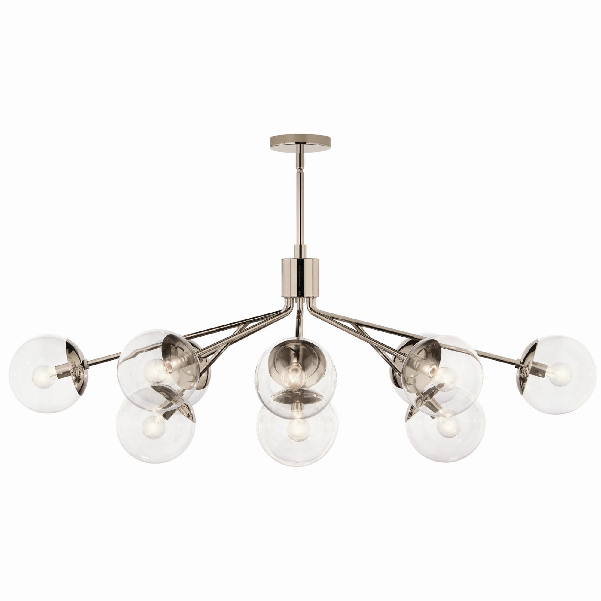 Silvarious 48" 12-Light Linear Chandelier, Polished Nickel Finish, Clear Glass - Bees Lighting