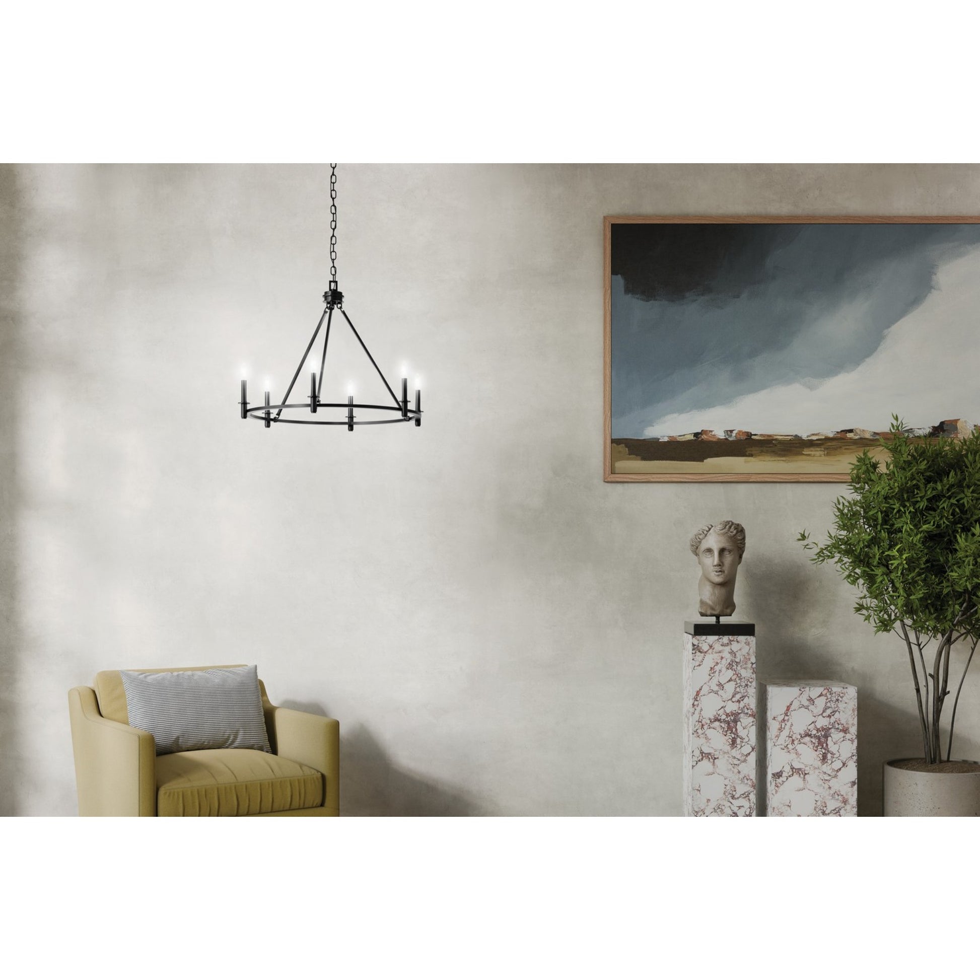 Carrick 32" 6-Light Chandelier, Black Finish - Bees Lighting