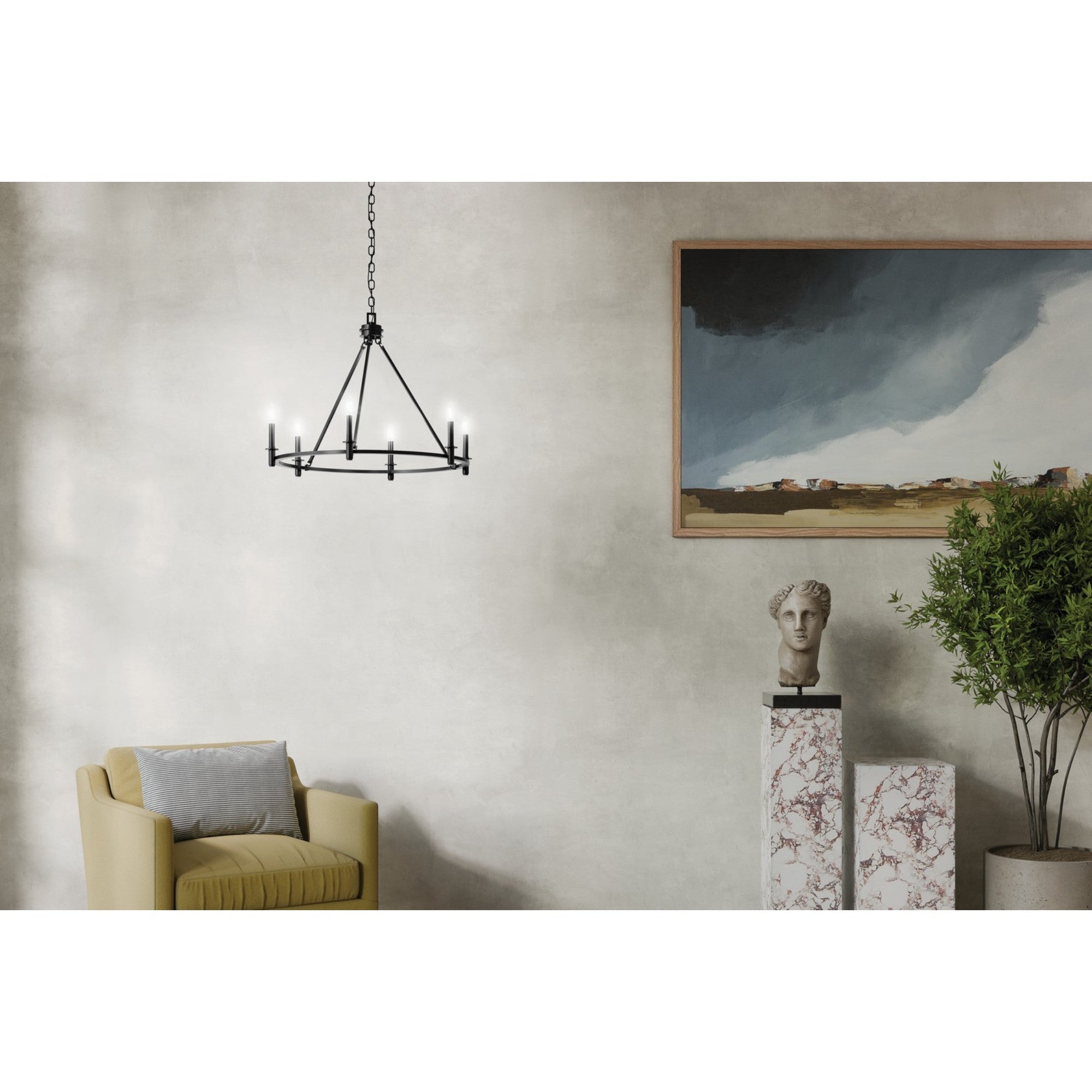 Carrick 32" 6-Light Chandelier, Black Finish - Bees Lighting