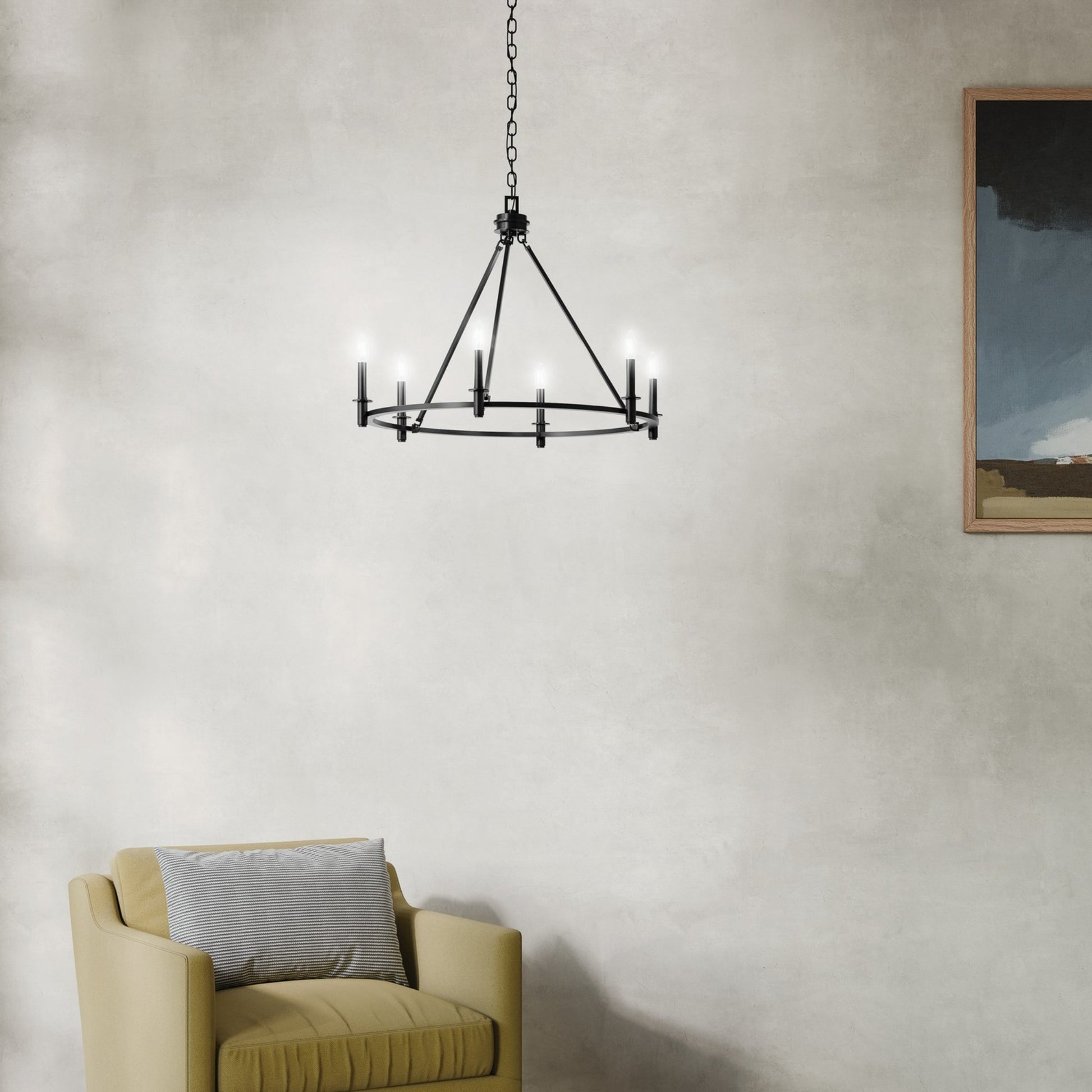 Carrick 32" 6-Light Chandelier, Black Finish - Bees Lighting
