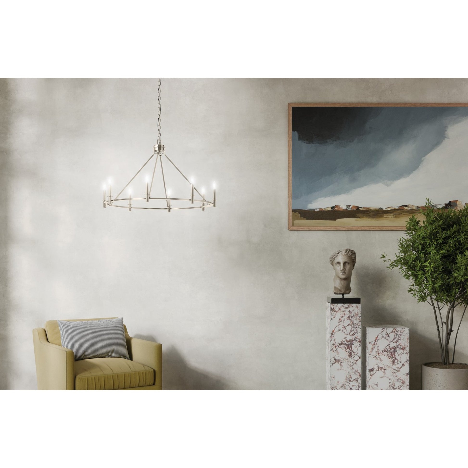 Carrick 41" 8-Light Chandelier, Polished Nickel Finish - Bees Lighting