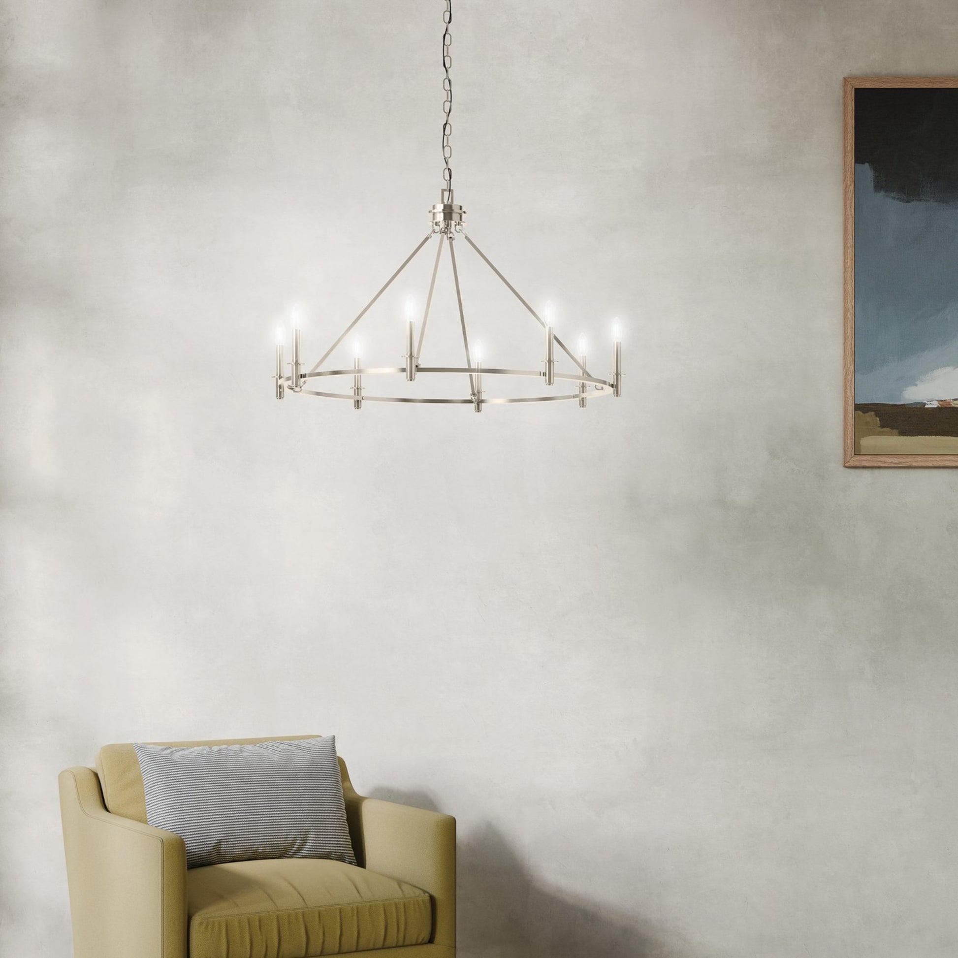Carrick 41" 8-Light Chandelier, Polished Nickel Finish - Bees Lighting