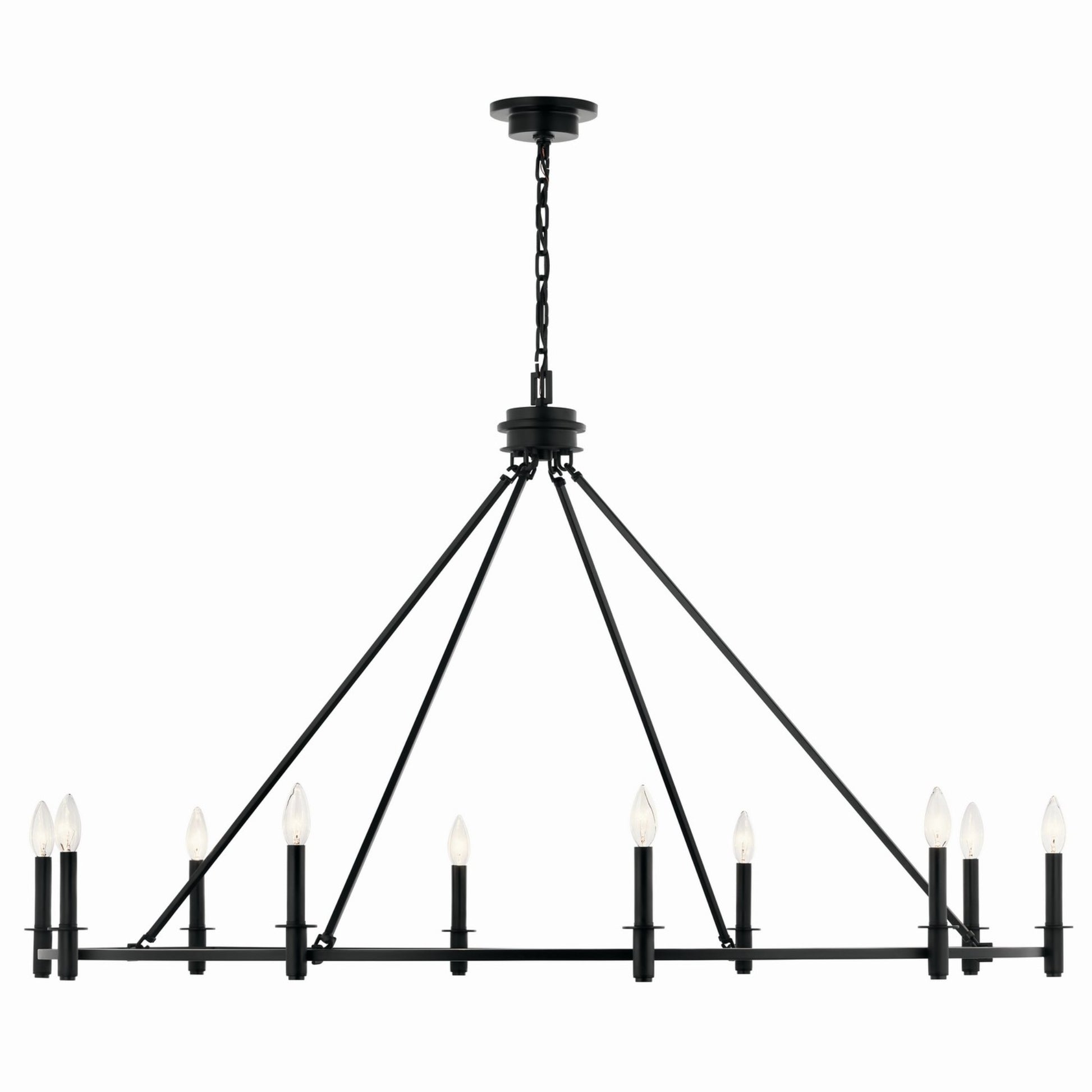 Carrick 54" 10-Light Chandelier, Black Finish - Bees Lighting