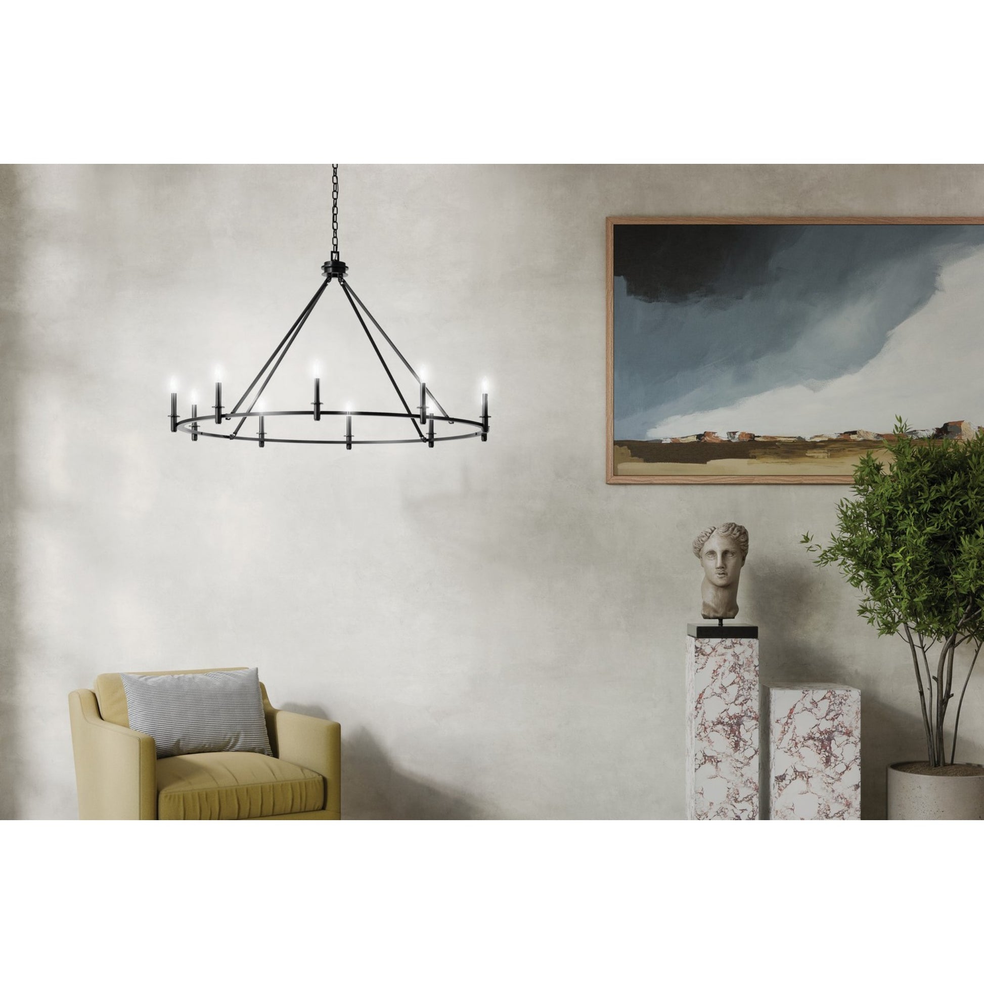 Carrick 54" 10-Light Chandelier, Black Finish - Bees Lighting